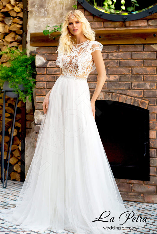 Ervin A-line Jewel Milk Nude Wedding dress