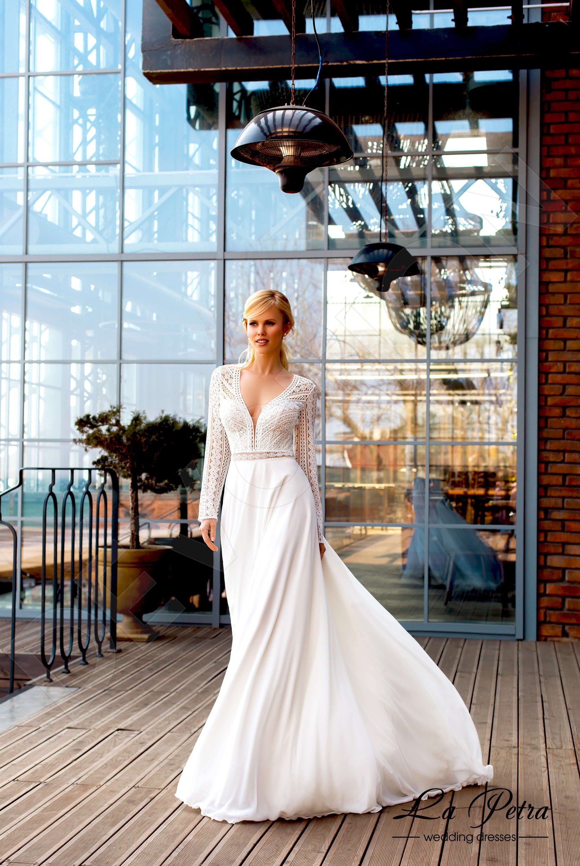 Odele A-line V-neck Milk Nude Wedding dress