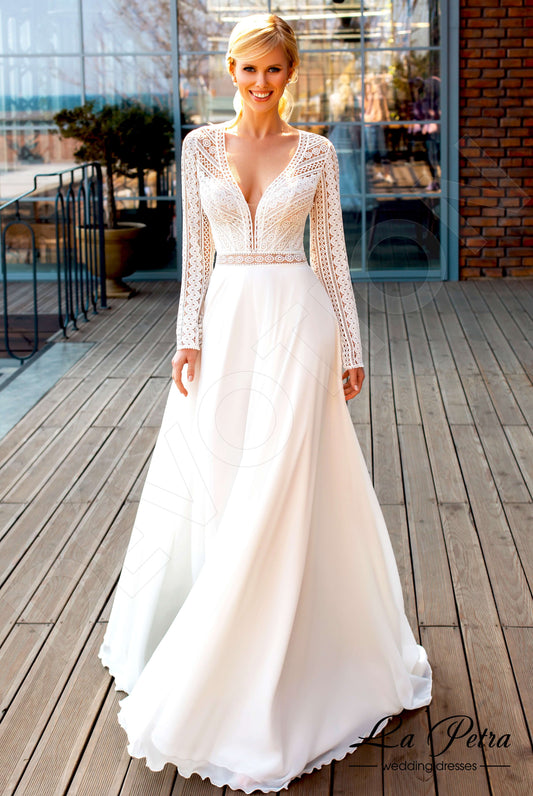 Odele A-line V-neck Milk Nude Wedding dress