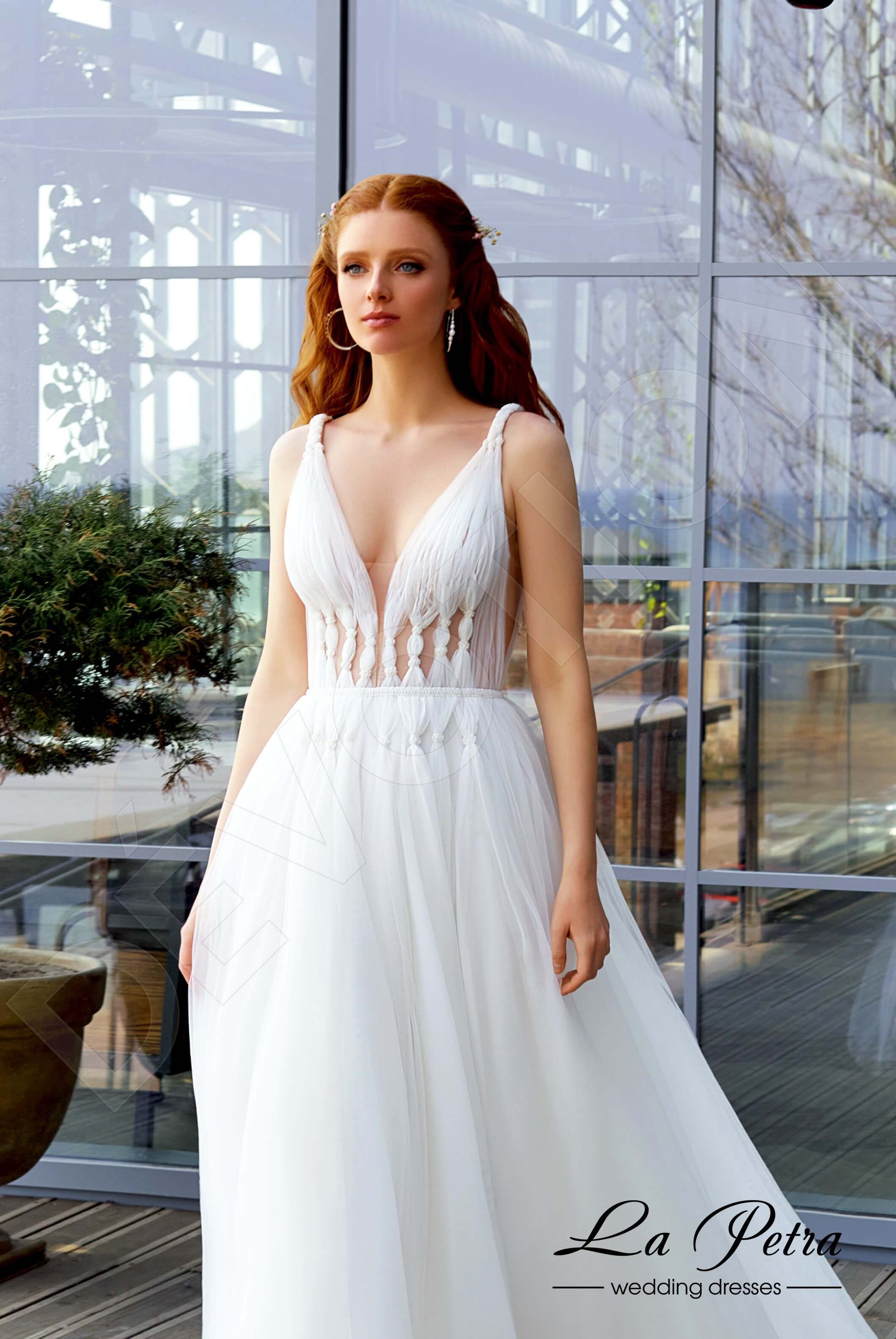 Lenny A-line V-neck Milk Nude Wedding dress