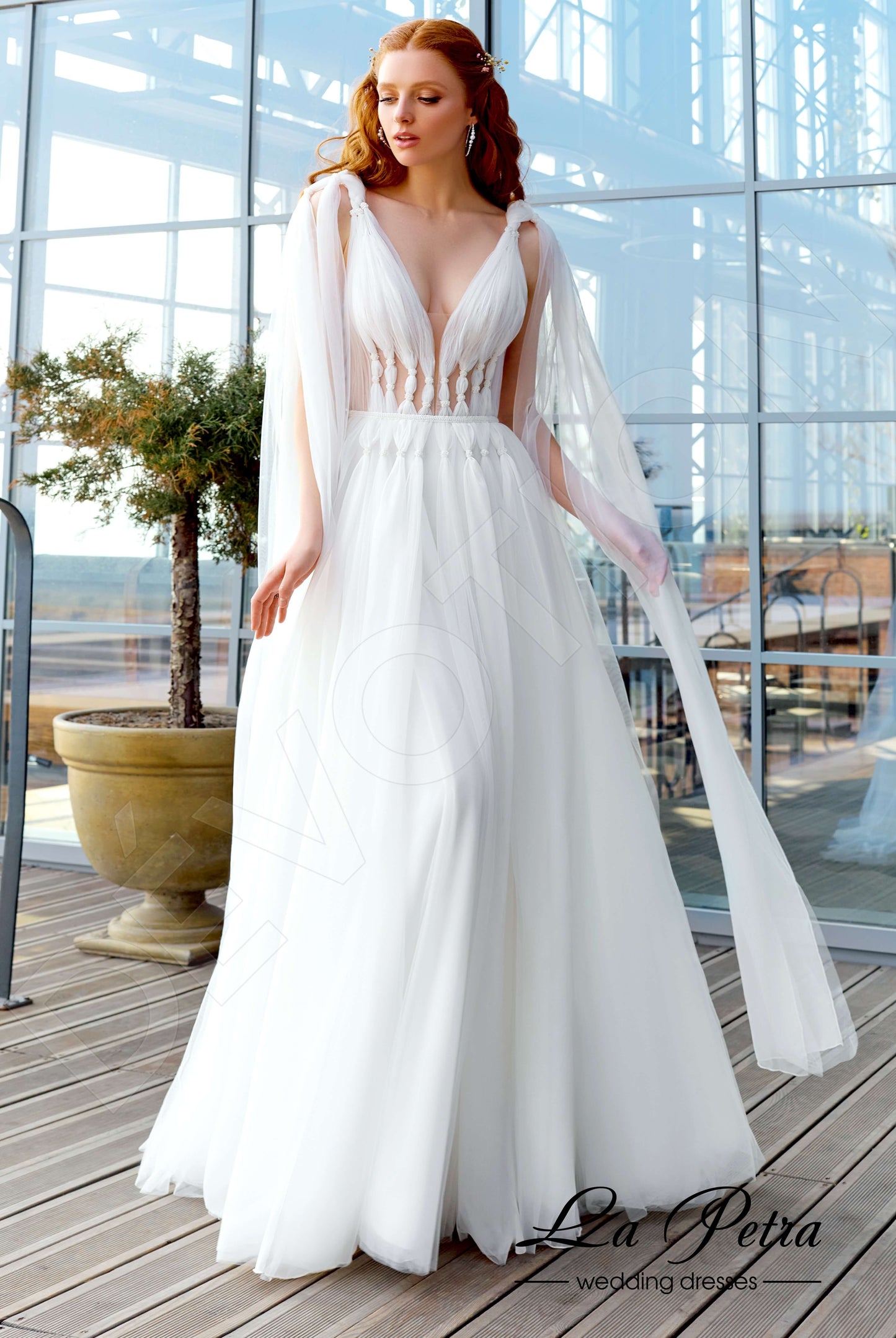 Lenny A-line Long sleeve Open back Wedding Dress Front