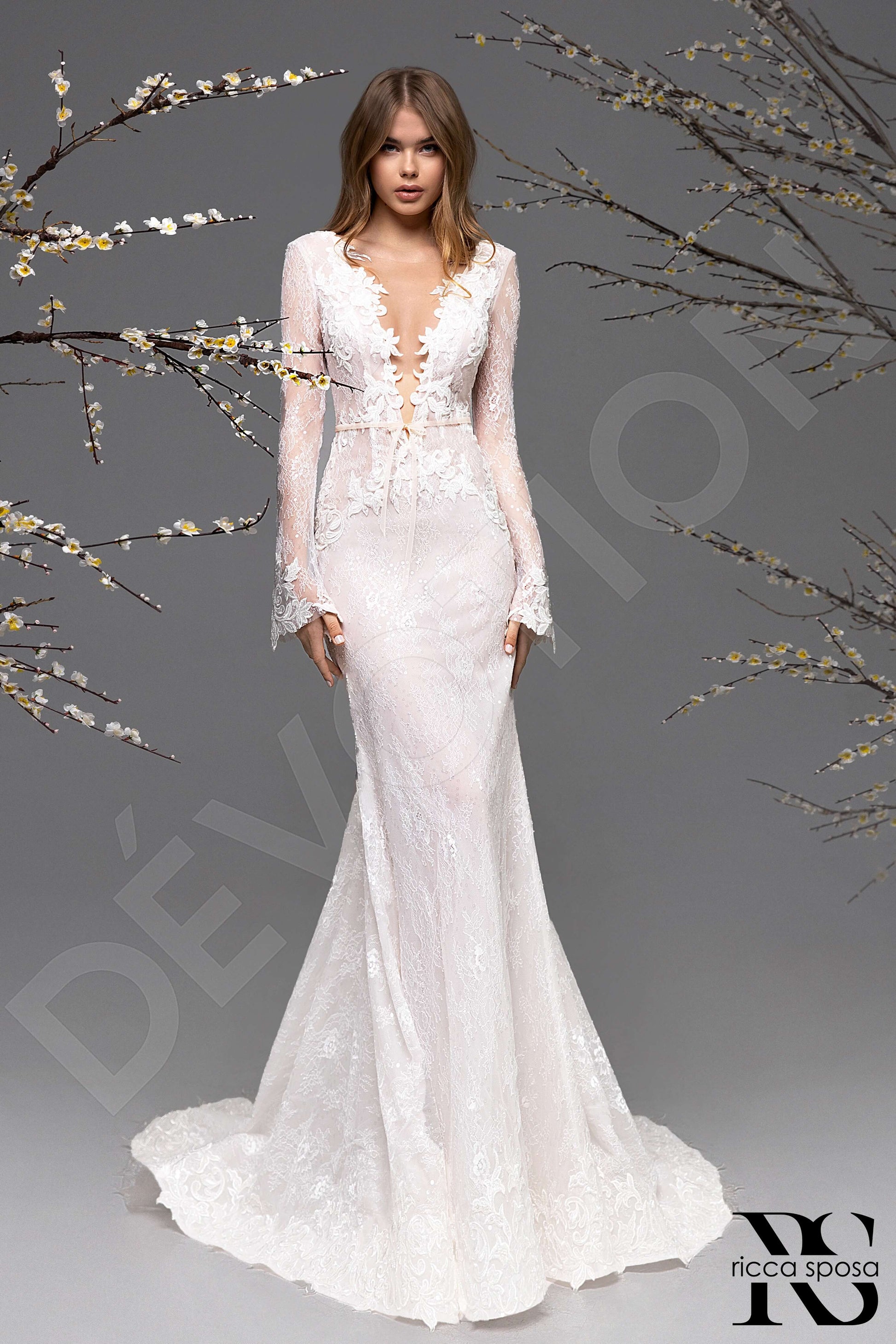 Mimosa Sheath/Column Illusion Nude Ivory Wedding dress