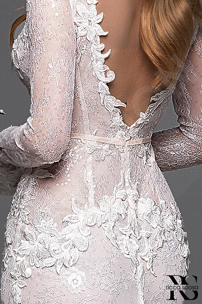 Mimosa Open back Sheath/Column Long sleeve Wedding Dress 6