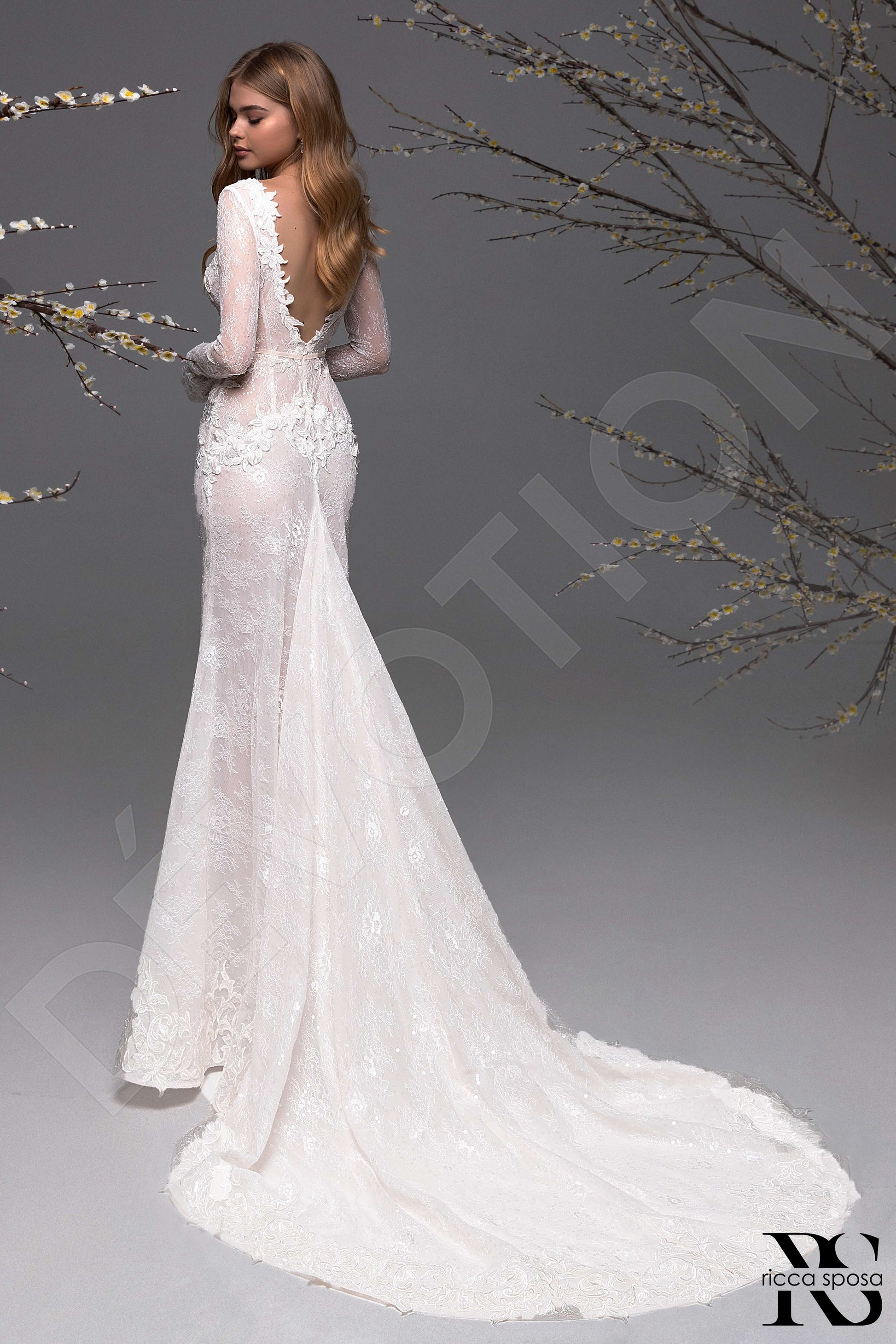 Mimosa Sheath/Column Illusion Nude Ivory Wedding dress