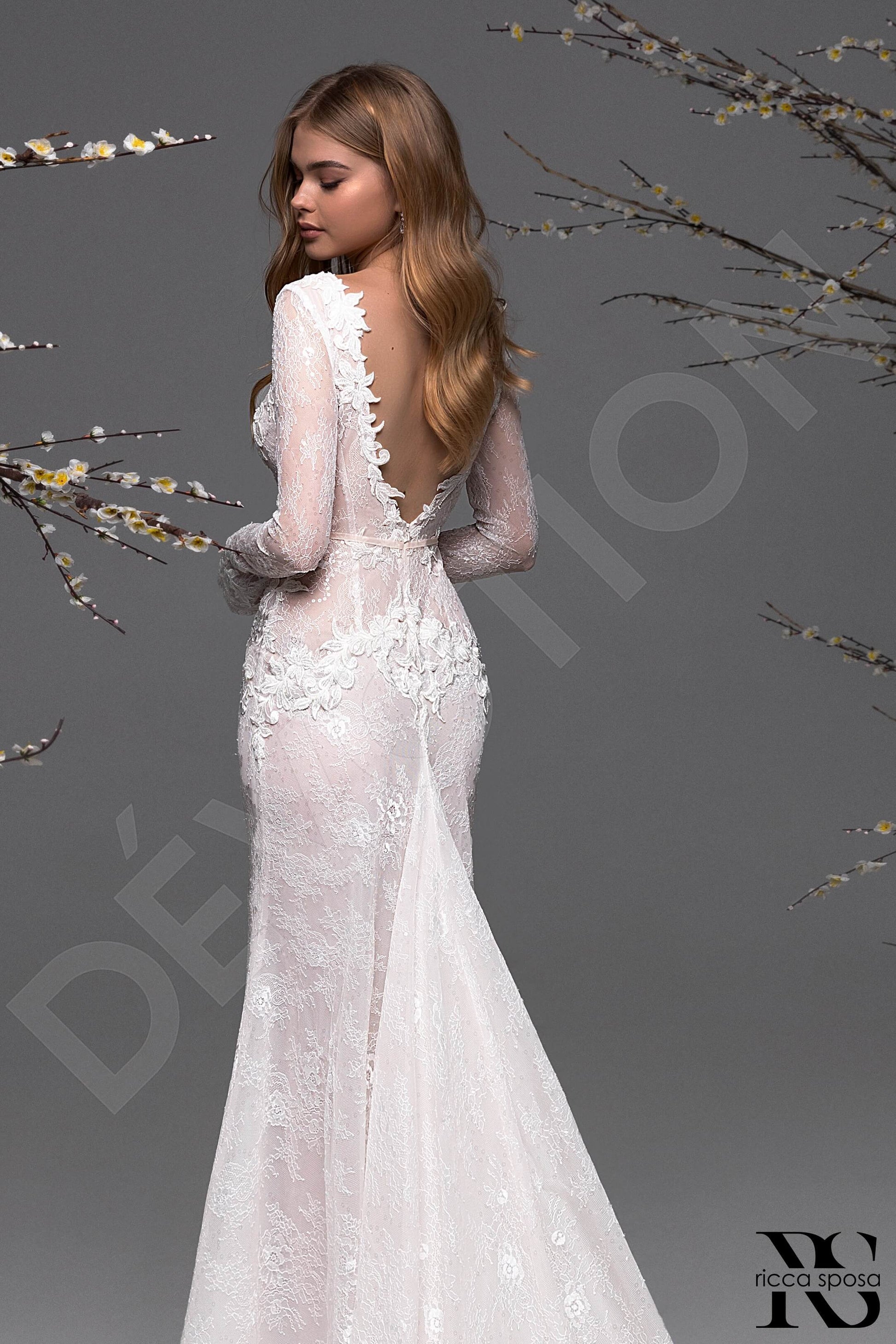 Mimosa Sheath/Column Illusion Nude Ivory Wedding dress