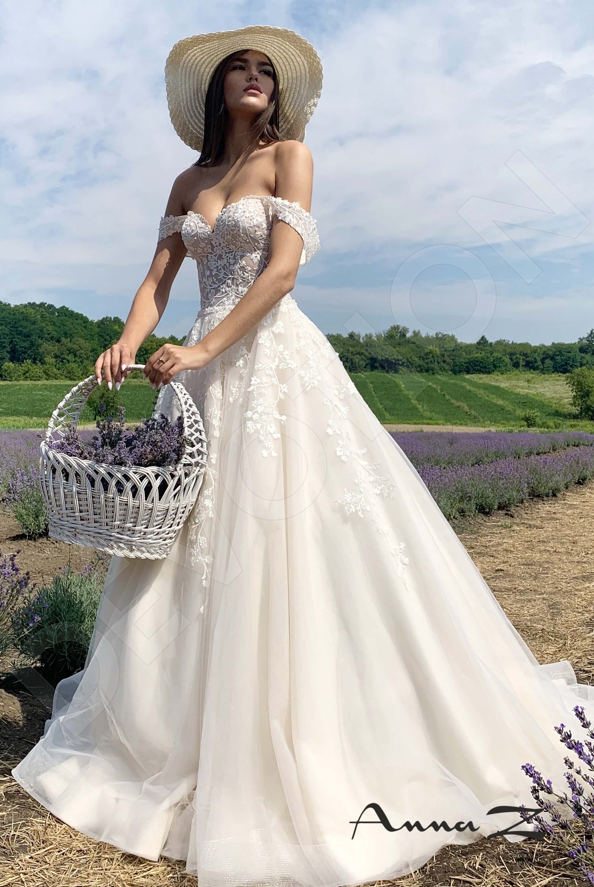 Belinda A-line Off-shoulder/Drop shoulders Ivory Cappuccino Wedding dress