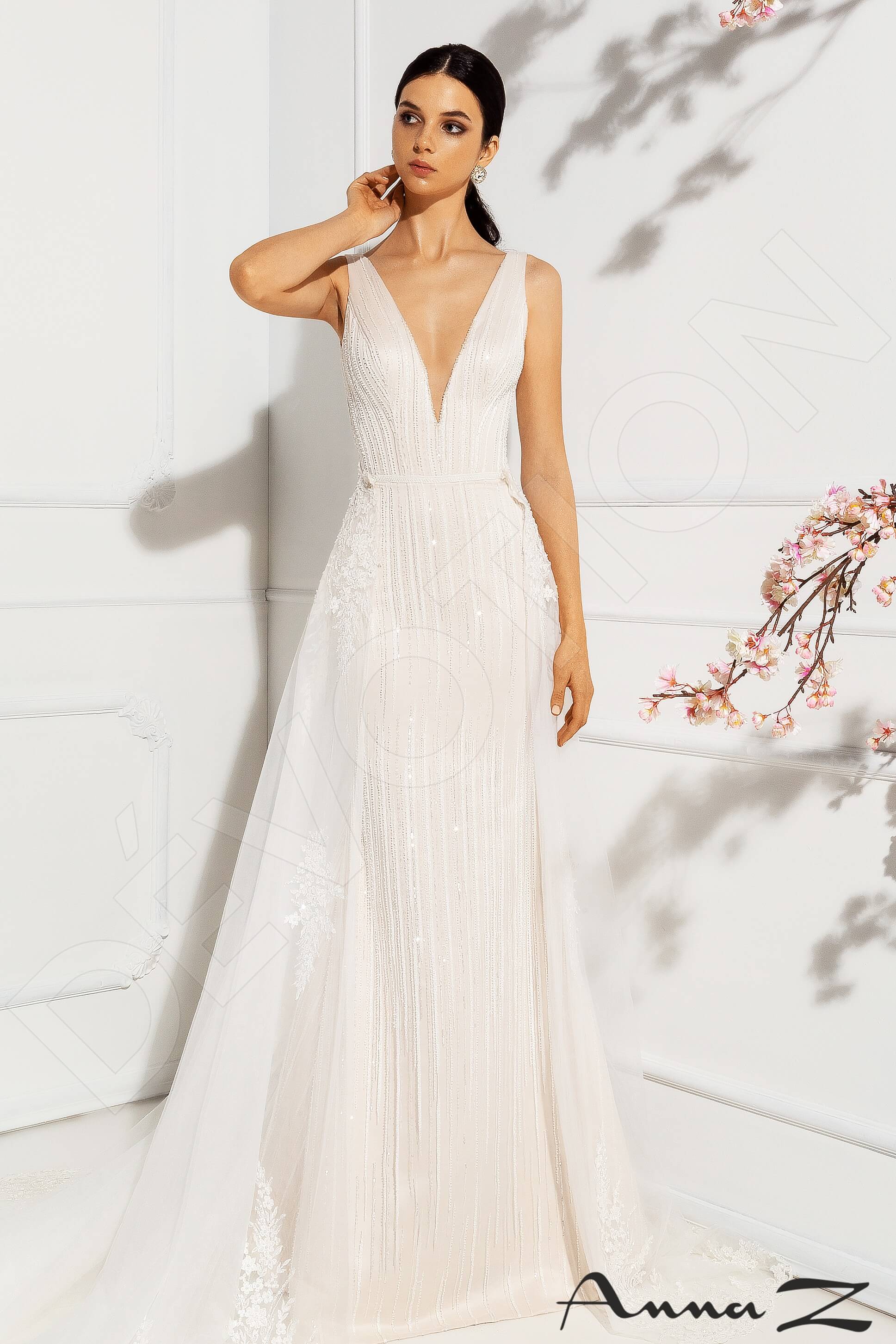 Ovinia A-line V-neck Ivory Wedding dress