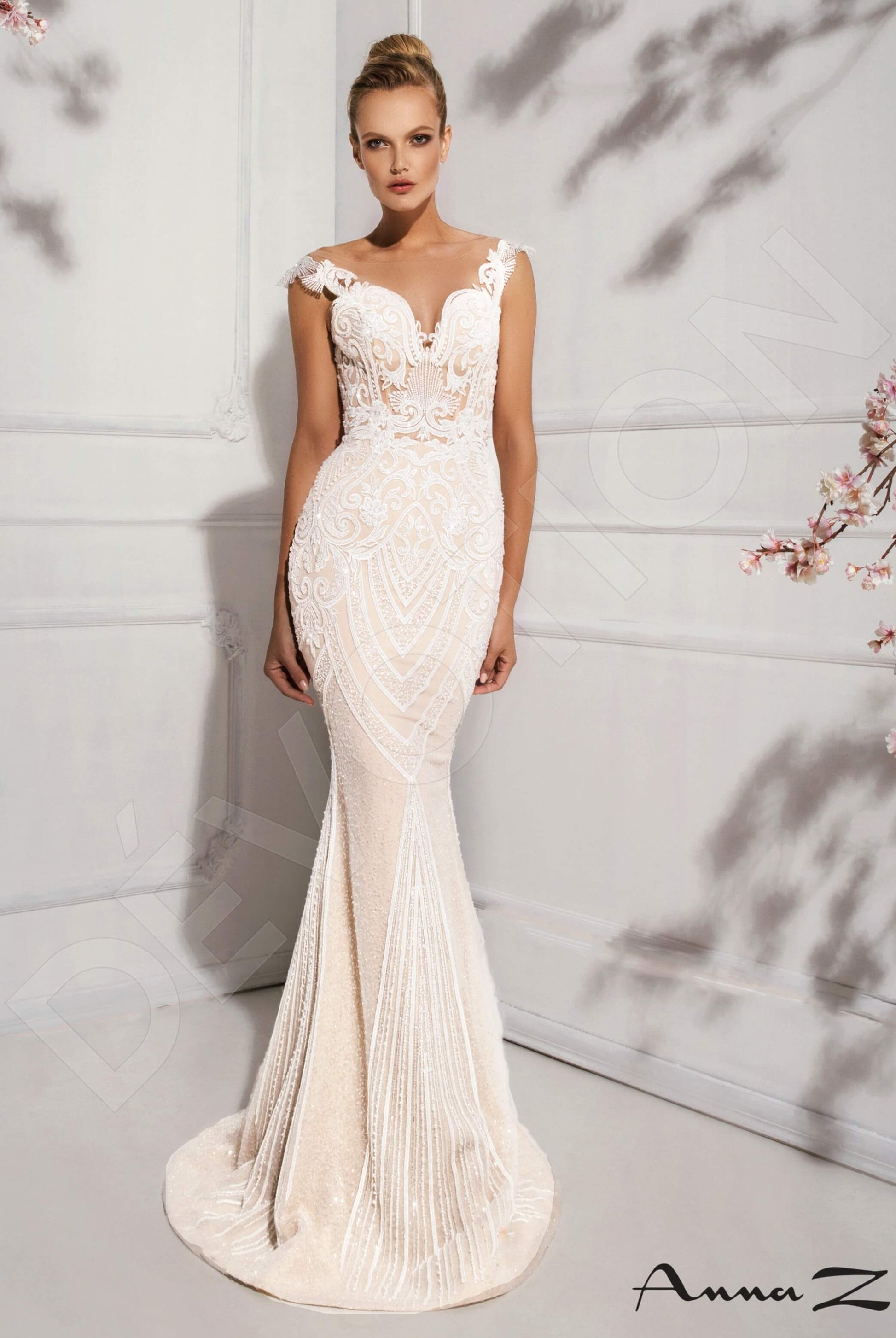 Rosie Trumpet/Mermaid V-neck Ivory Cappuccino Wedding dress