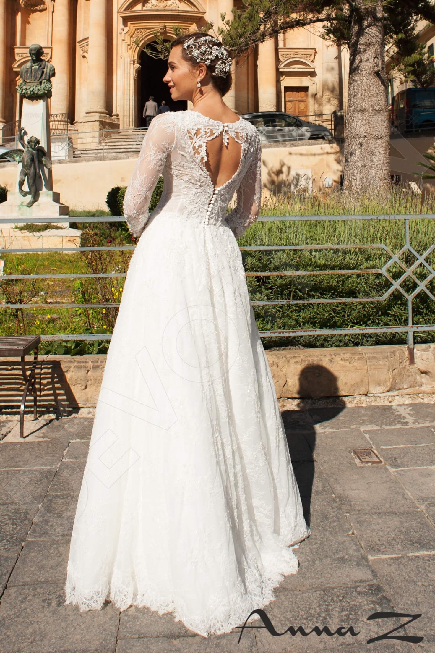 Adonia A-line Boat/Bateau Ivory Wedding dress