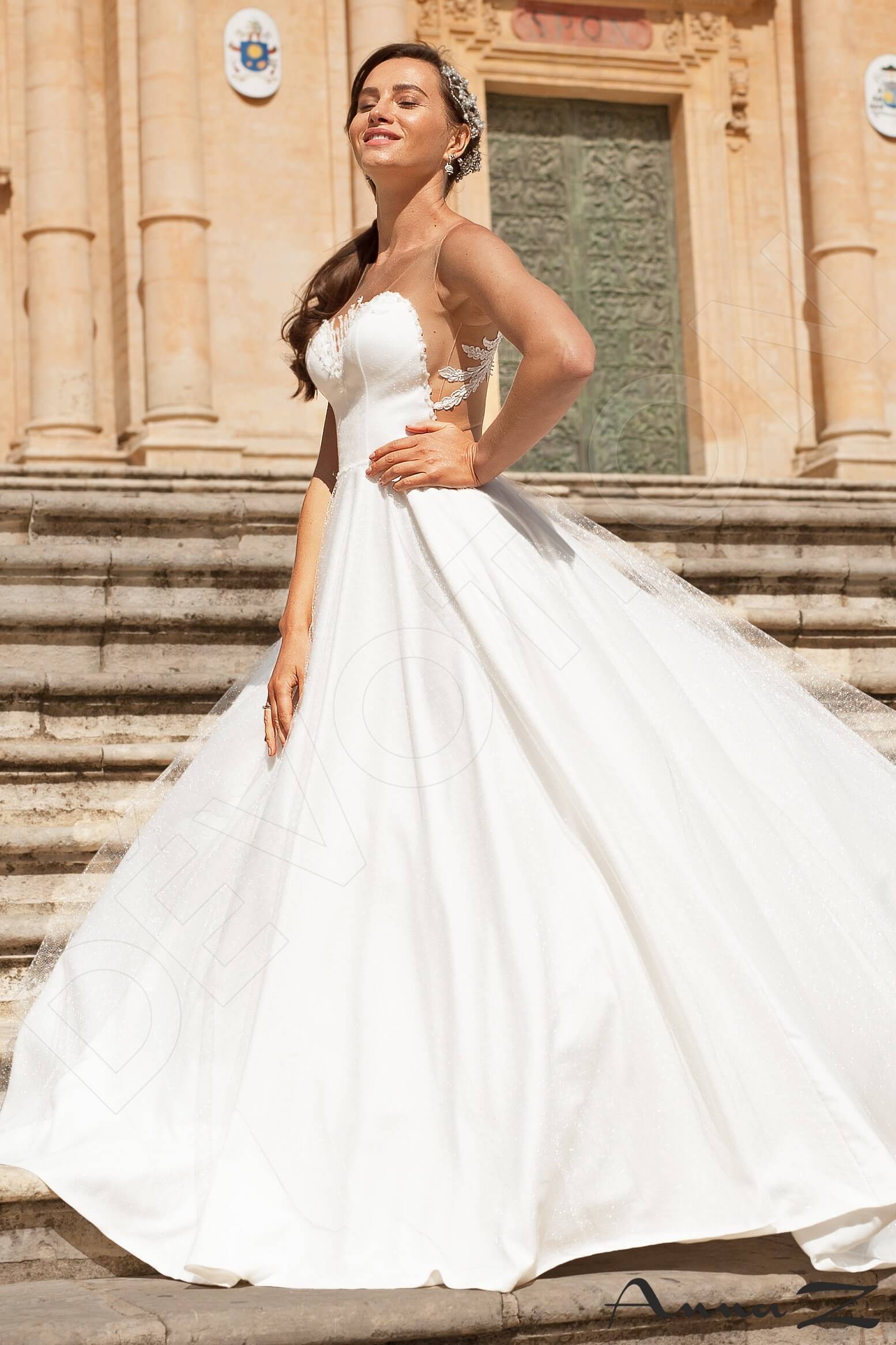 Zekla A-line Illusion Ivory Wedding dress