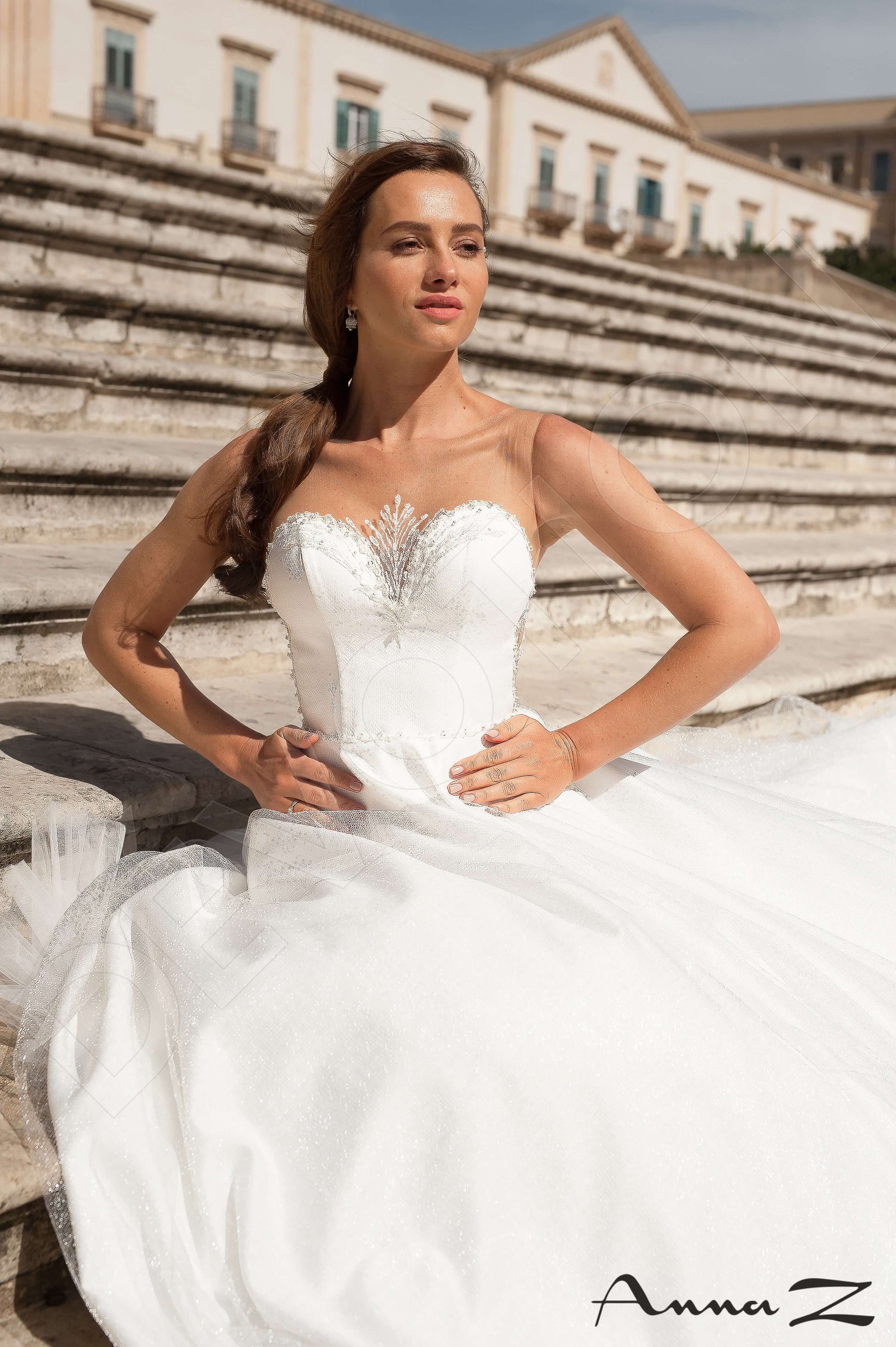 Zekla A-line Illusion Ivory Wedding dress