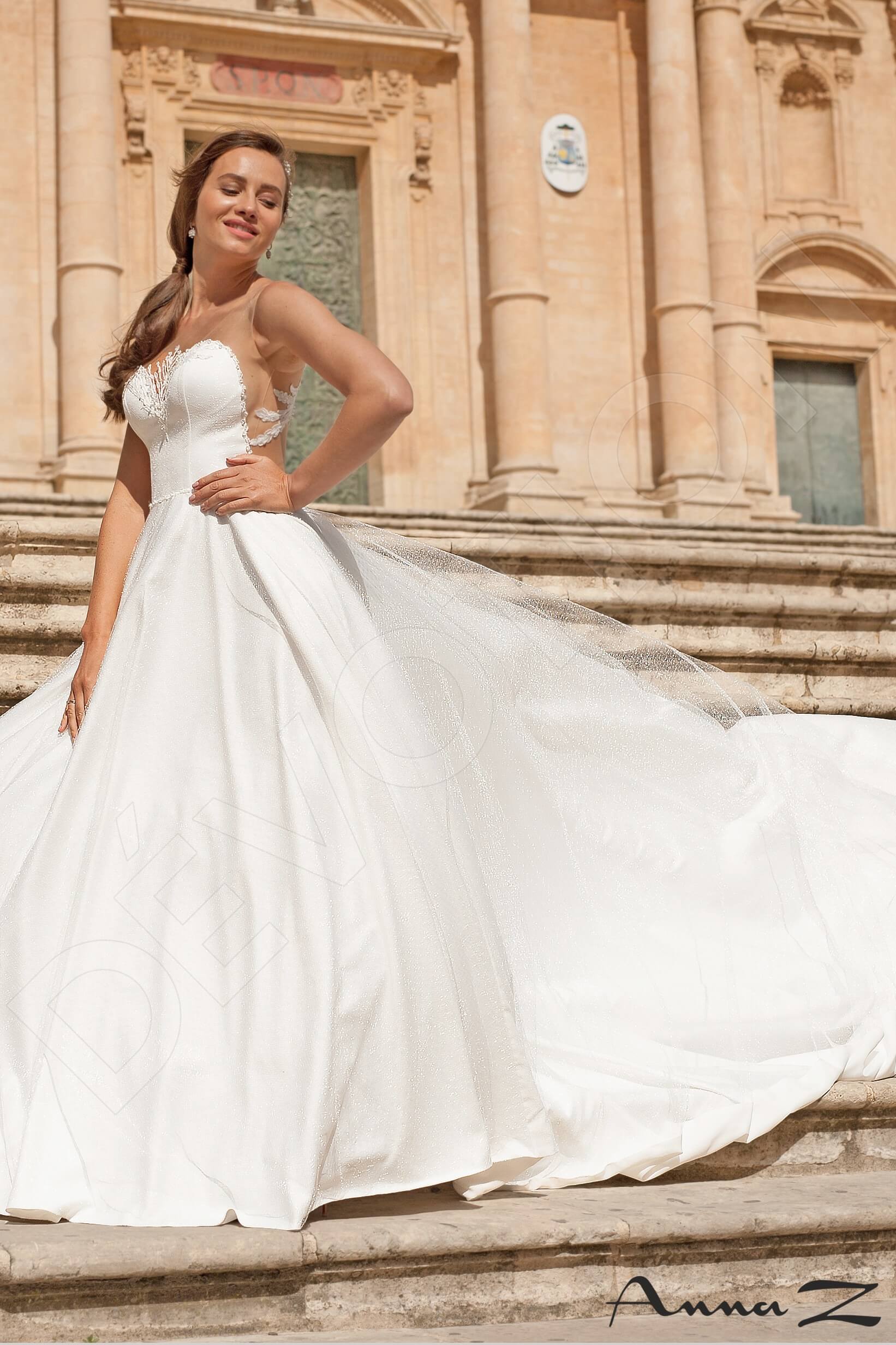 Zekla A-line Illusion Ivory Wedding dress