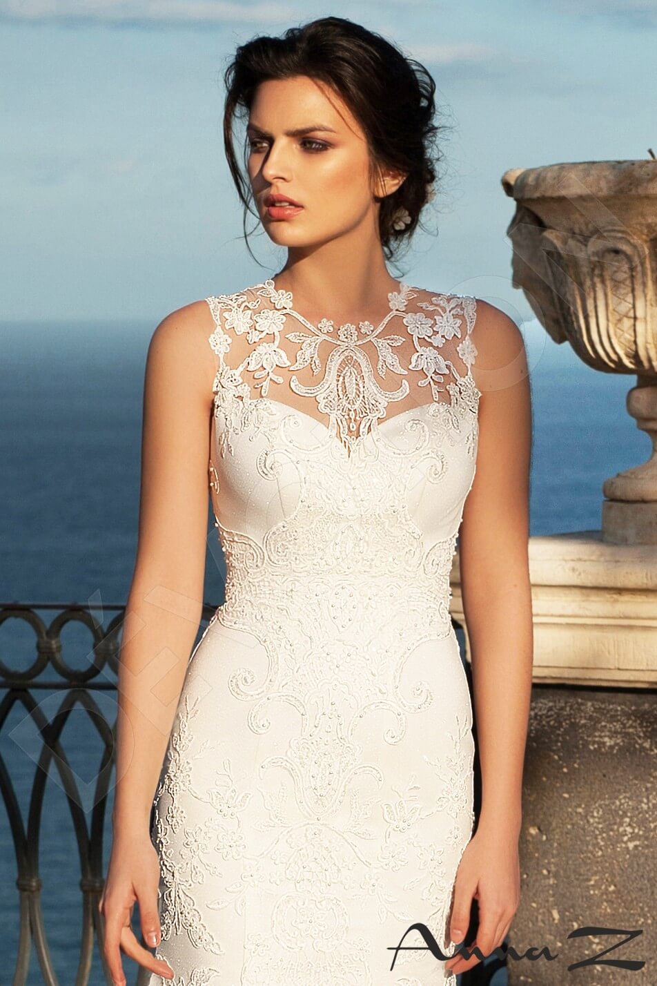 Mavritana Sheath/Column Jewel Ivory Wedding dress