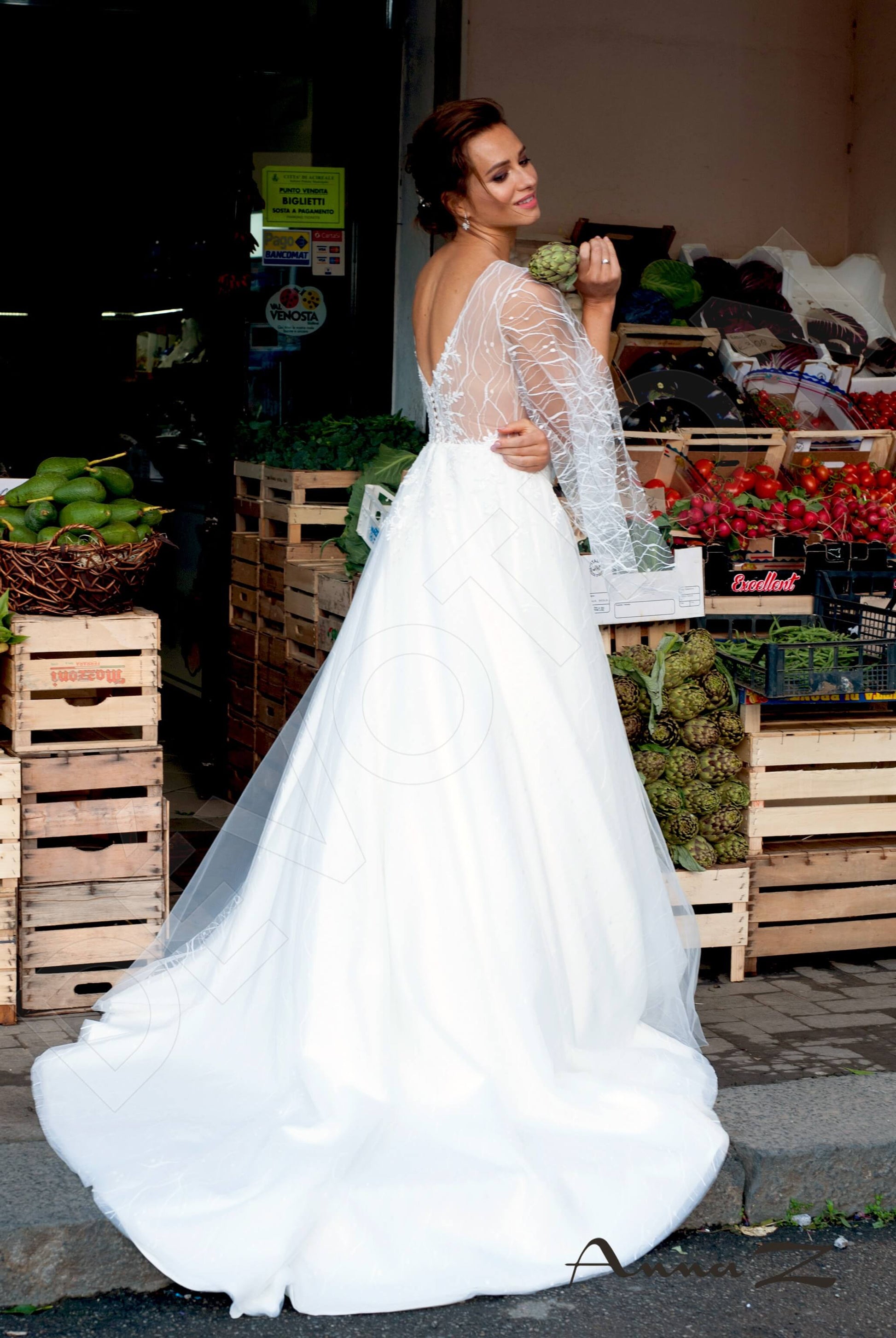 Agapia A-line Illusion Ivory Wedding dress