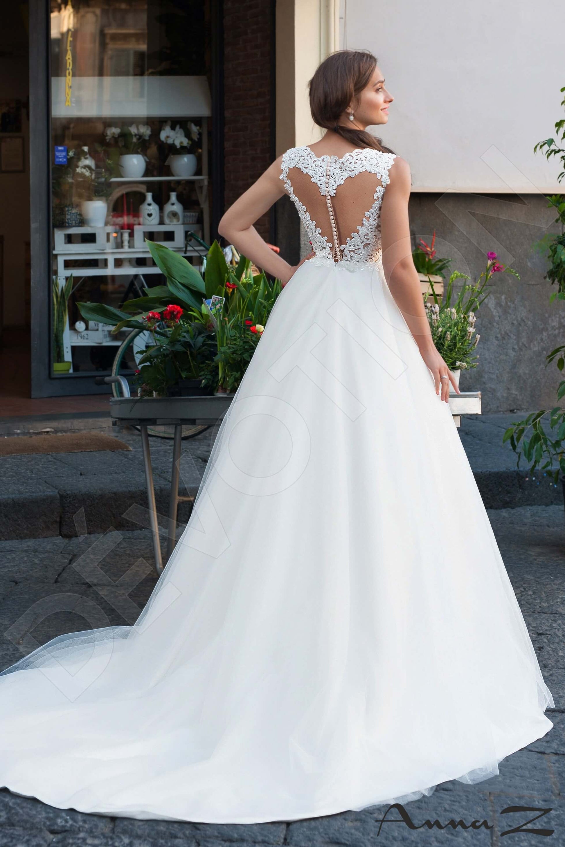 Aella A-line Jewel Ivory Wedding dress