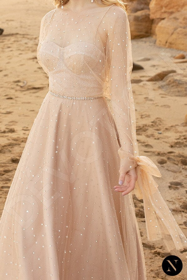 Gabriel A-line Boat/Bateau Nude Wedding dress