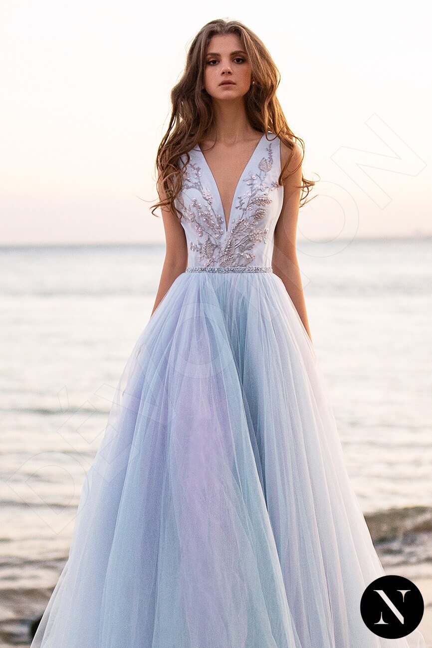 Josifina A-line V-neck Lightblue Lightviolet Wedding dress