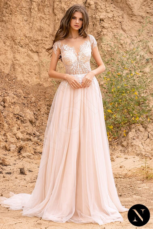 Arabella A-line Illusion Nude Wedding dress