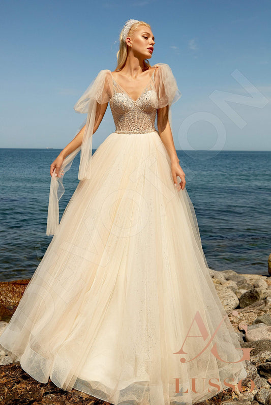 Beth A-line V-neck Caramel Wedding dress