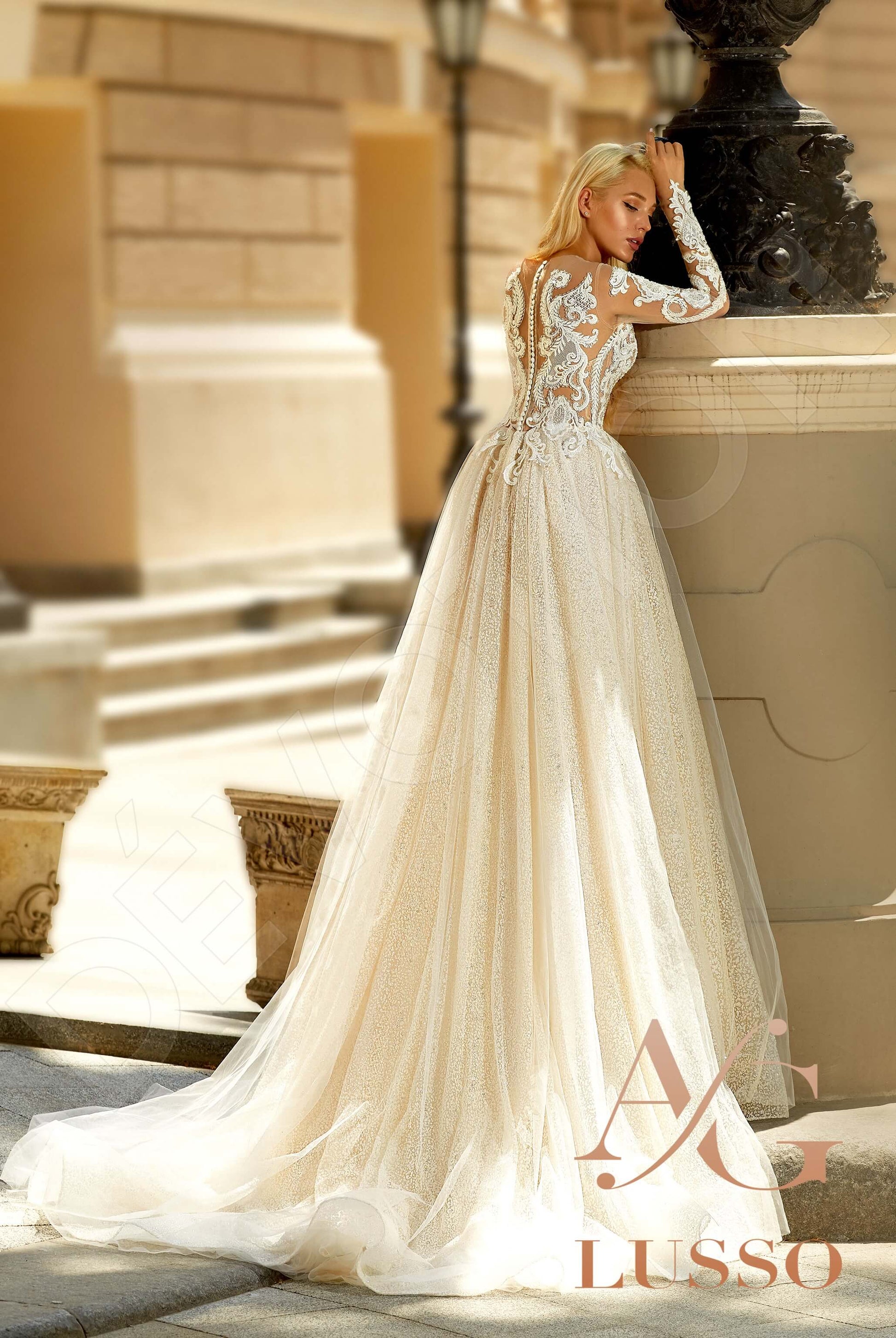 Brandi A-line Illusion Milk Nude Wedding dress