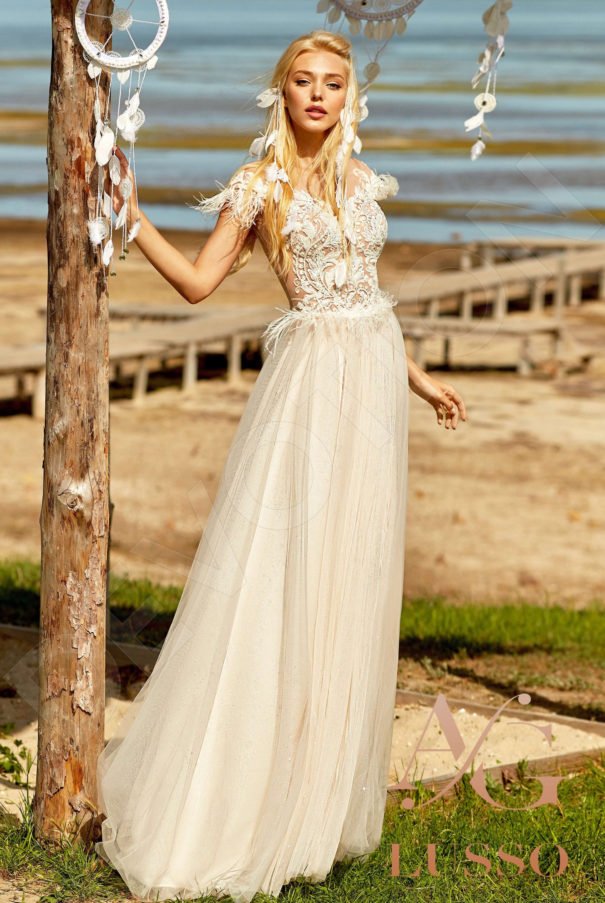 Camille A-line Illusion Milk Nude Wedding dress