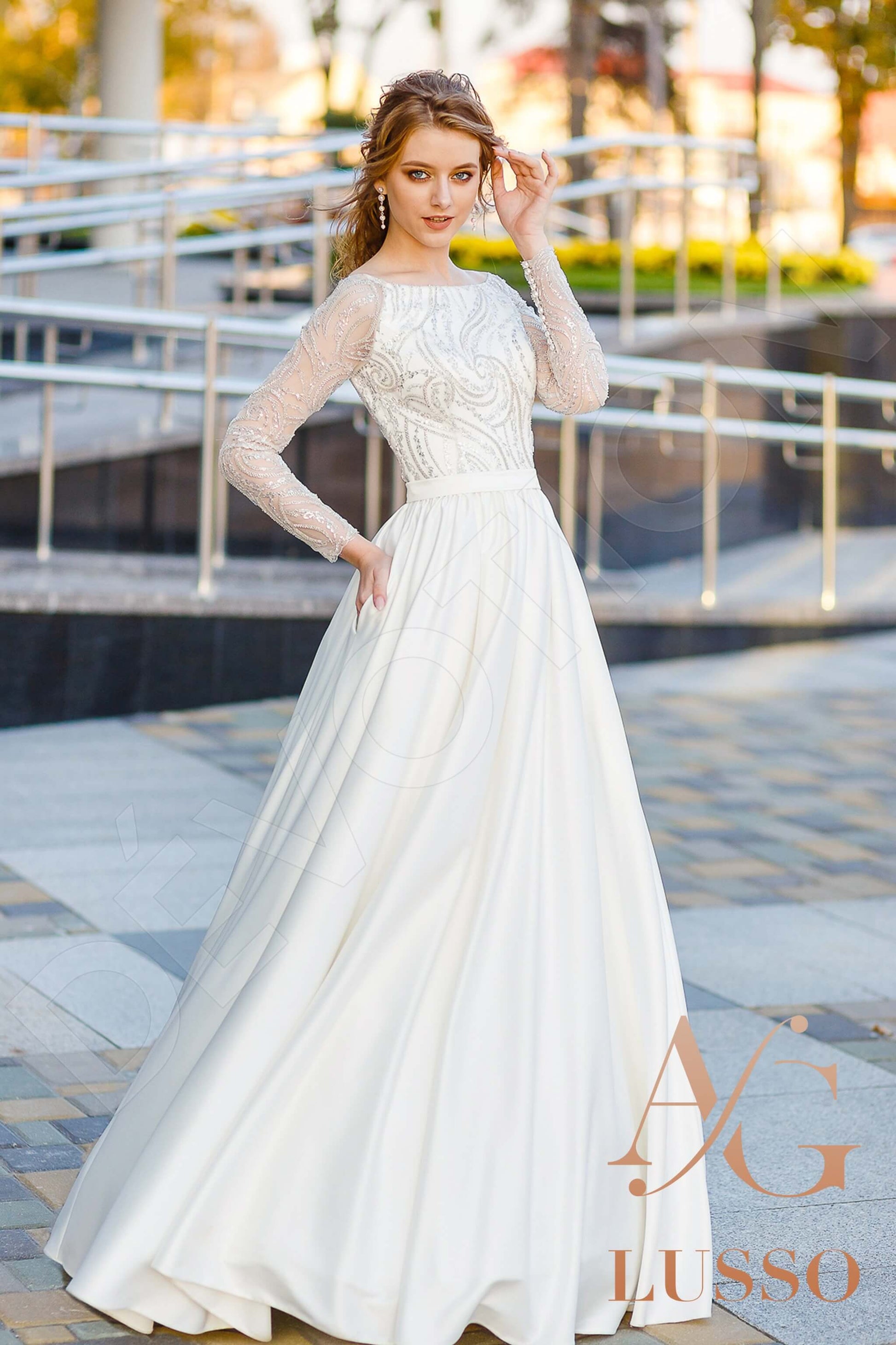 Brillance A-line Boat/Bateau Lightivory Wedding dress