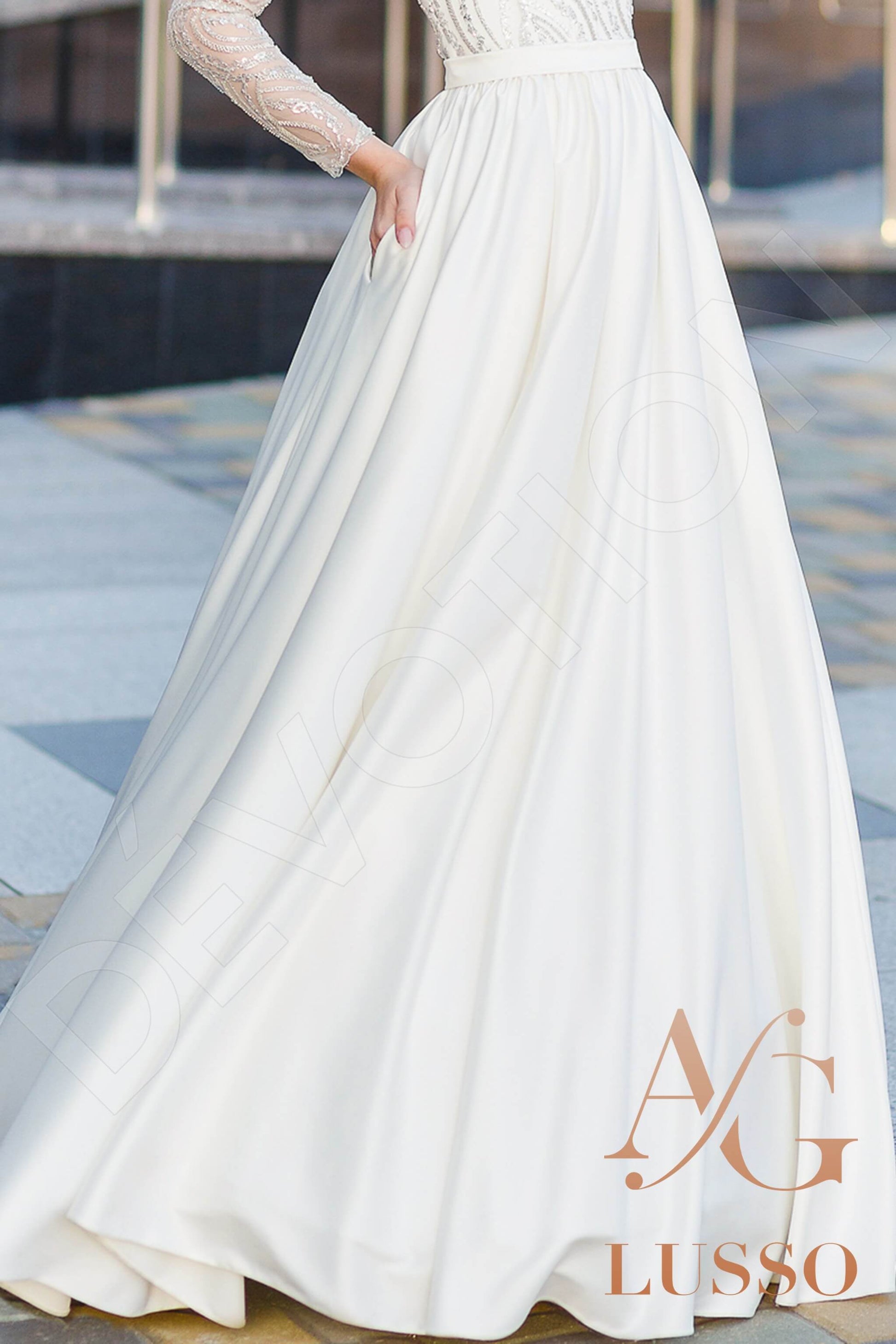 Brillance A-line Boat/Bateau Lightivory Wedding dress