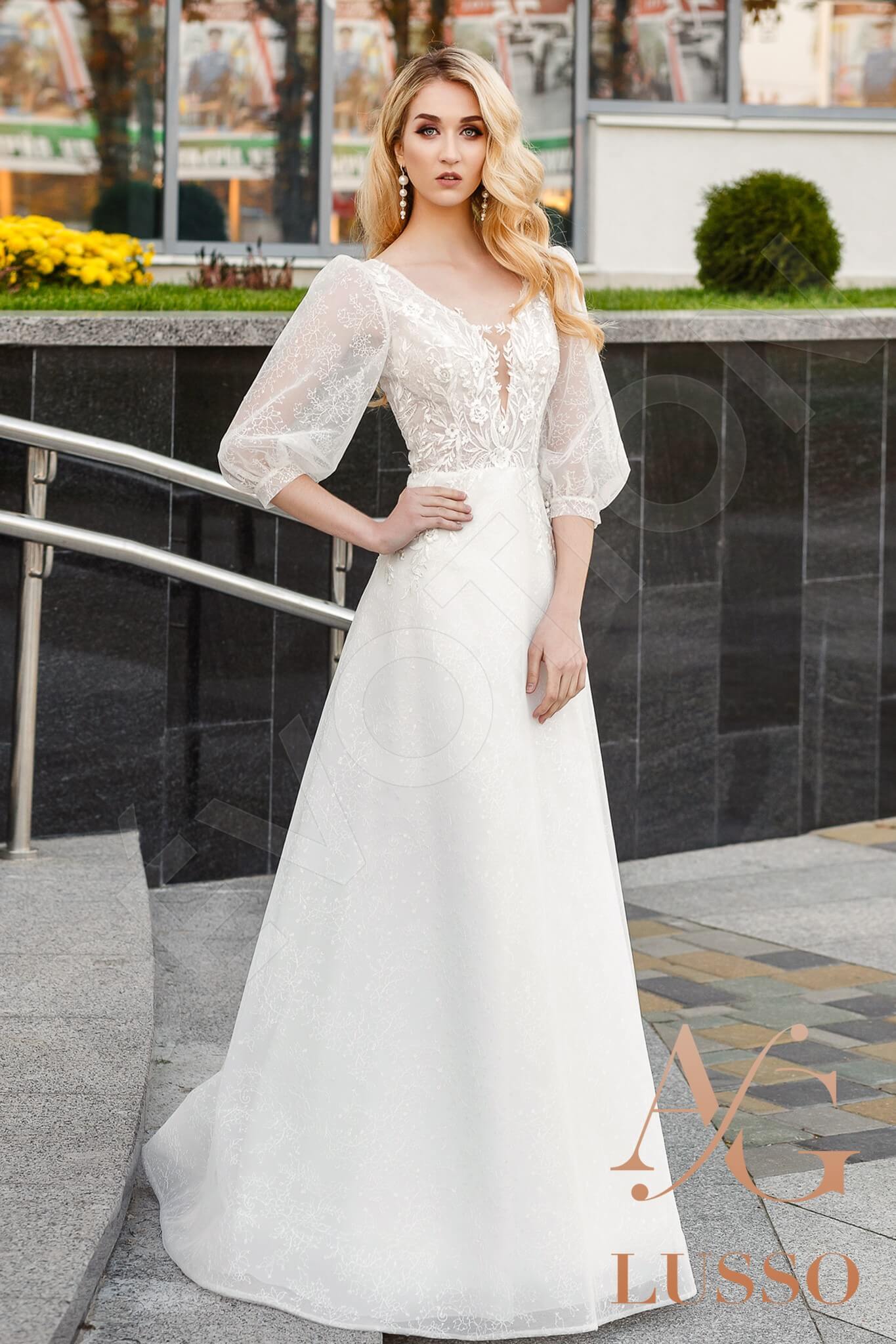 Jean A-line V-neck Lightivory Wedding dress