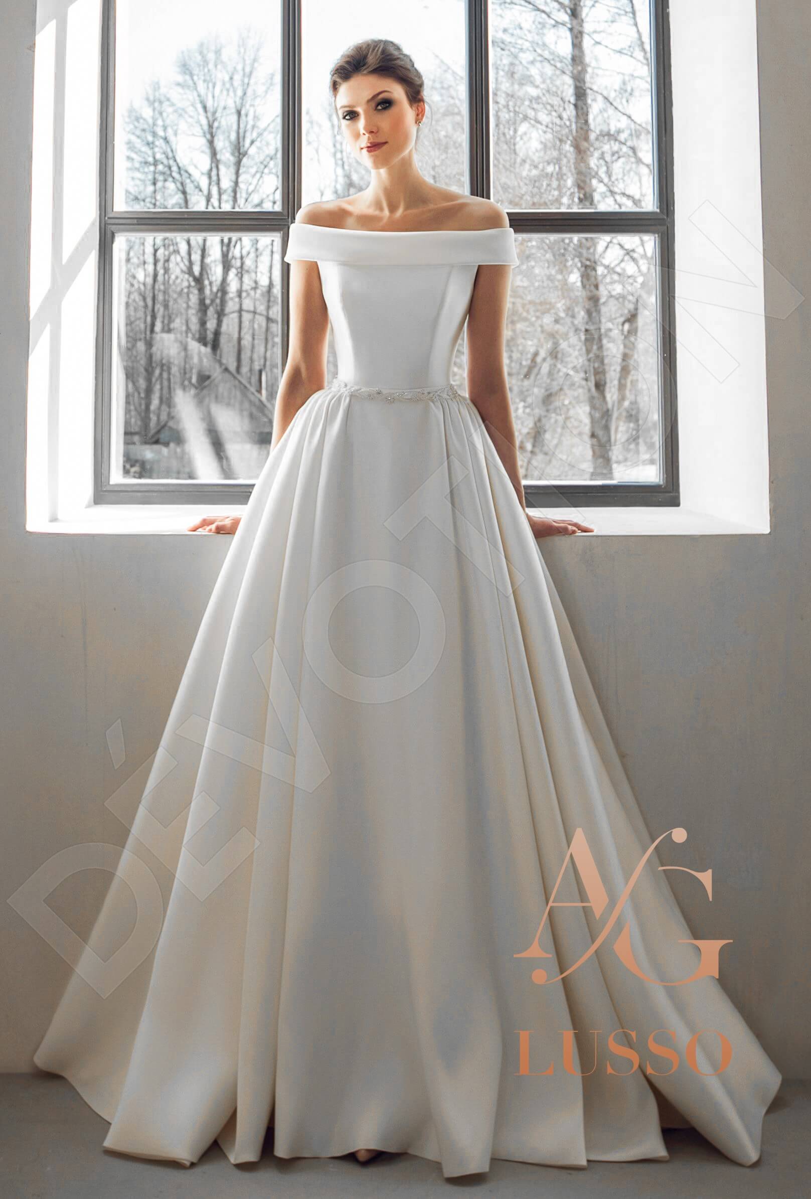 Corsa A-line Off-shoulder/Drop shoulders Darkivory Wedding dress