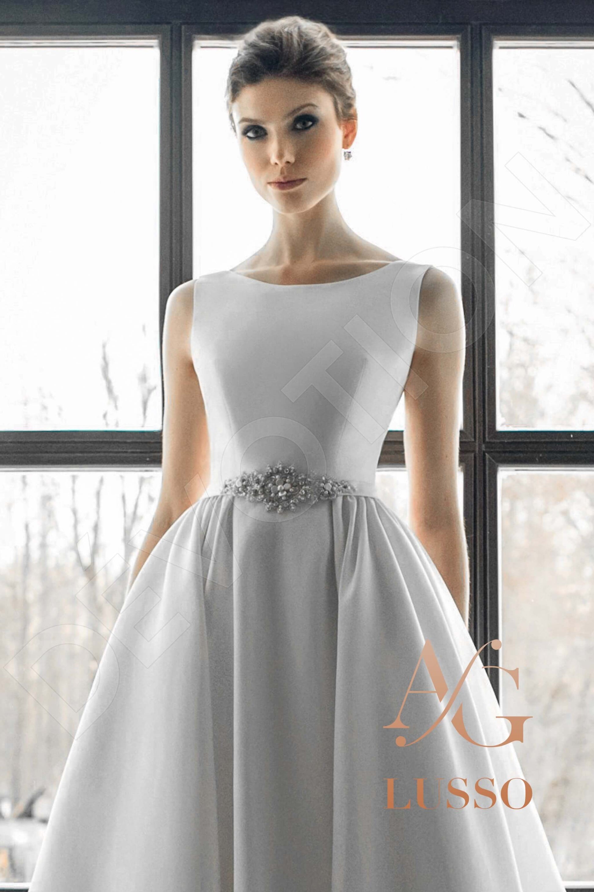 Henrini A-line Jewel Mediumivory Wedding dress