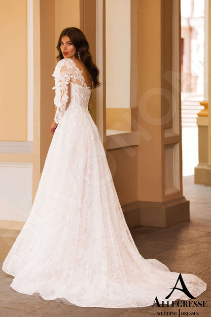 Dorianna Open back A-line One sleeve Wedding Dress Back