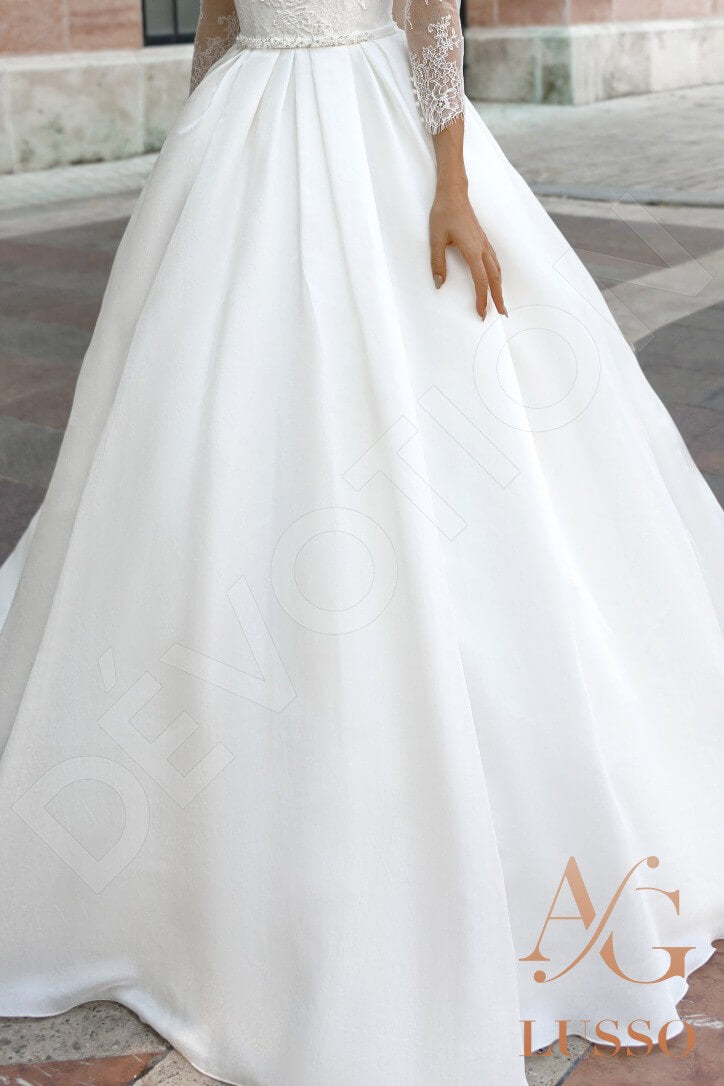 Alohi A-line V-neck Ivory Wedding dress