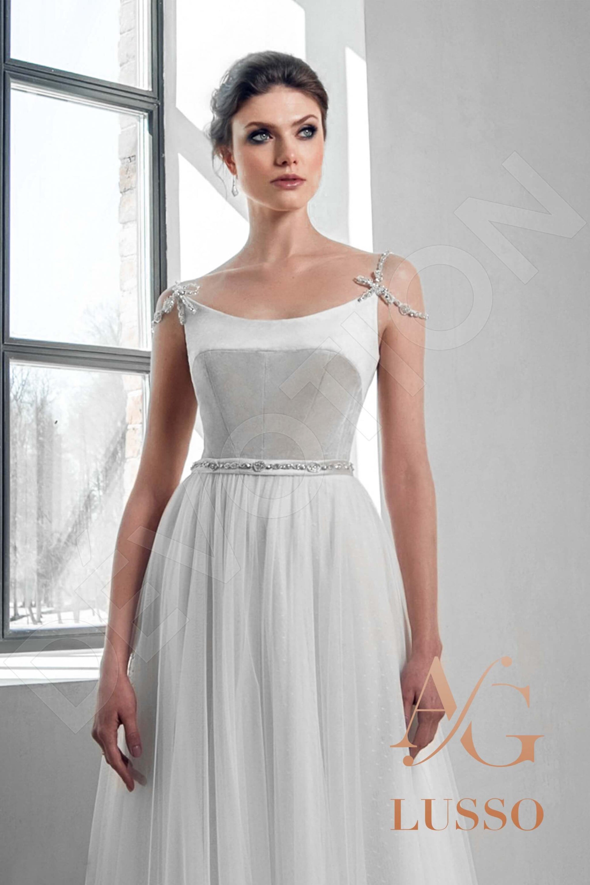 Shadia A-line Straight across Gray Mediumivory Wedding dress