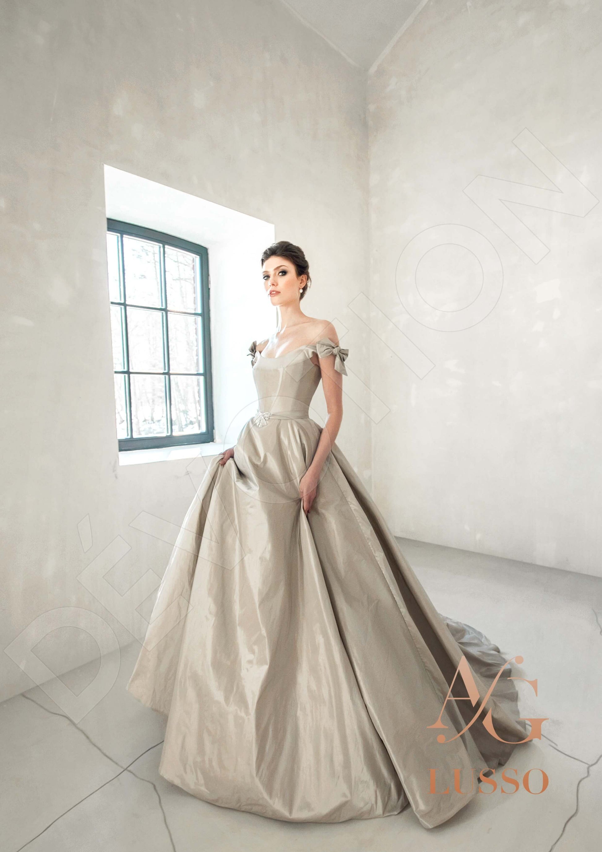 Shelby A-line Off-shoulder/Drop shoulders Gray Wedding dress