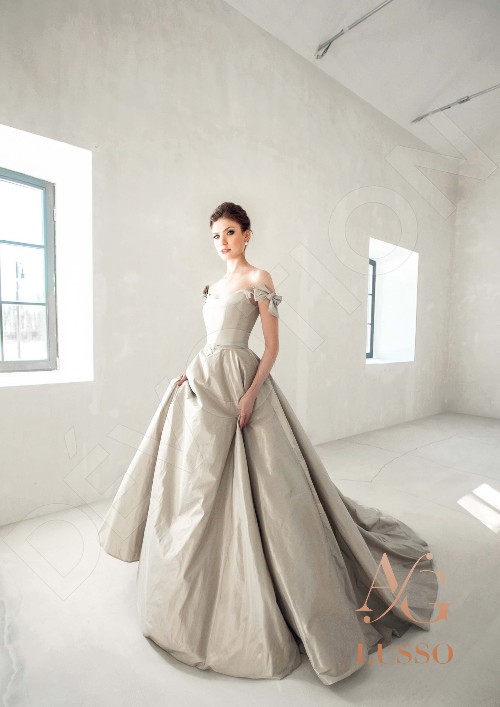 Shelby A-line Off-shoulder/Drop shoulders Gray Wedding dress