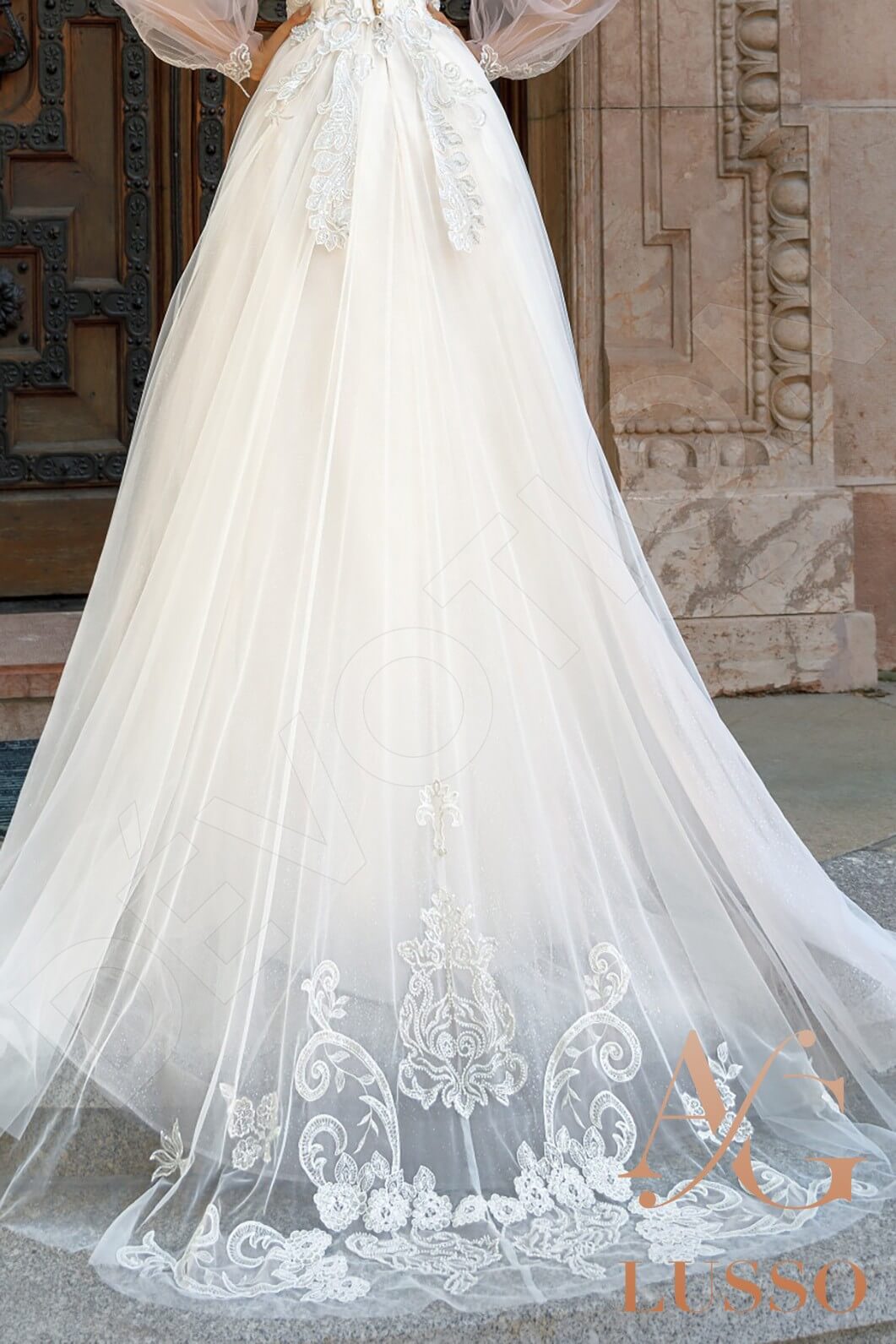 Aspen A-line Illusion Ivory Powder Wedding dress