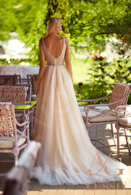 Constance A-line Illusion Caramel Wedding dress