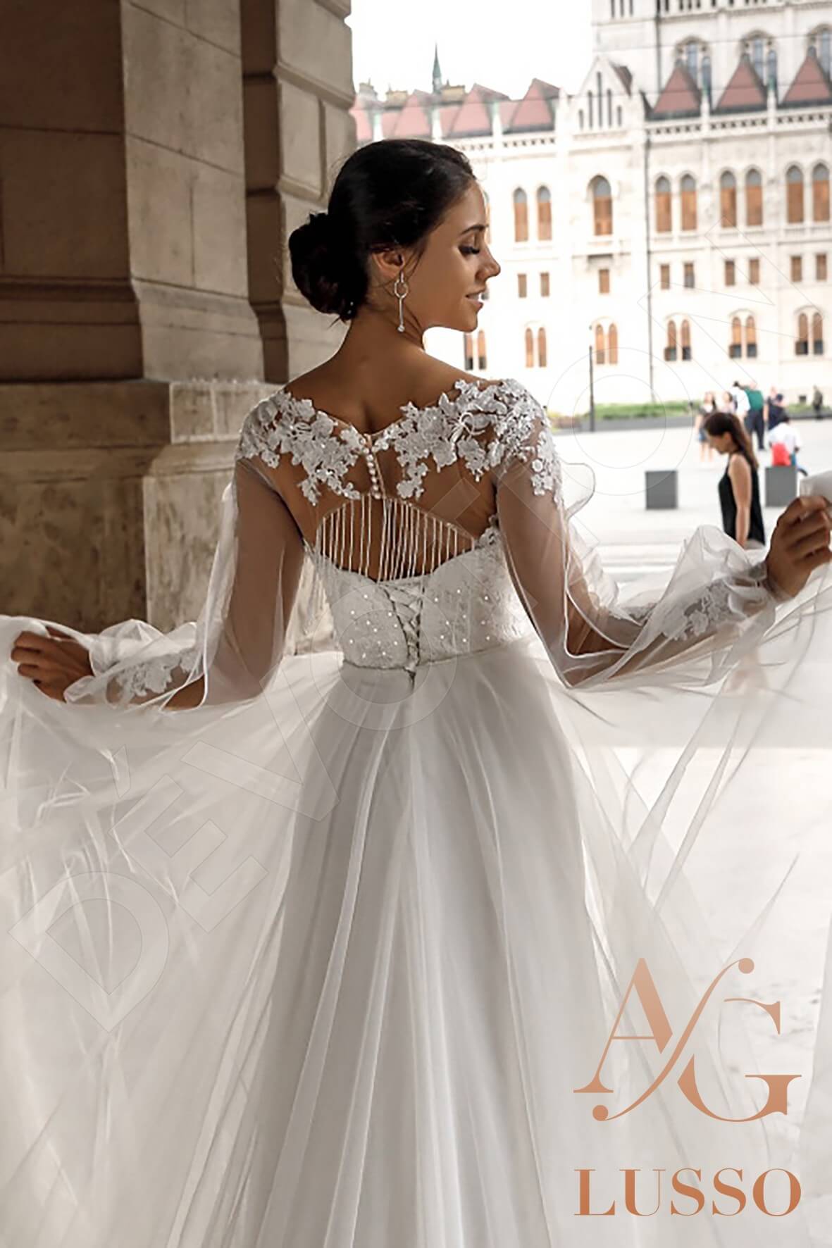 Fumiko A-line Illusion Ivory Wedding dress