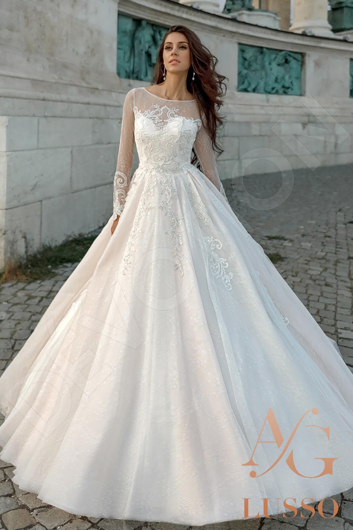 Jizzie Princess/Ball Gown Jewel Ivory Wedding dress