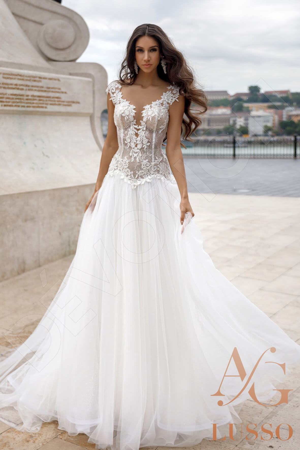 Karlyn A-line Illusion Ivory Wedding dress