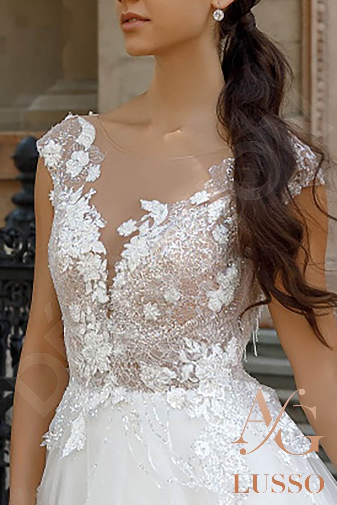 Mabely A-line Illusion Ivory Wedding dress