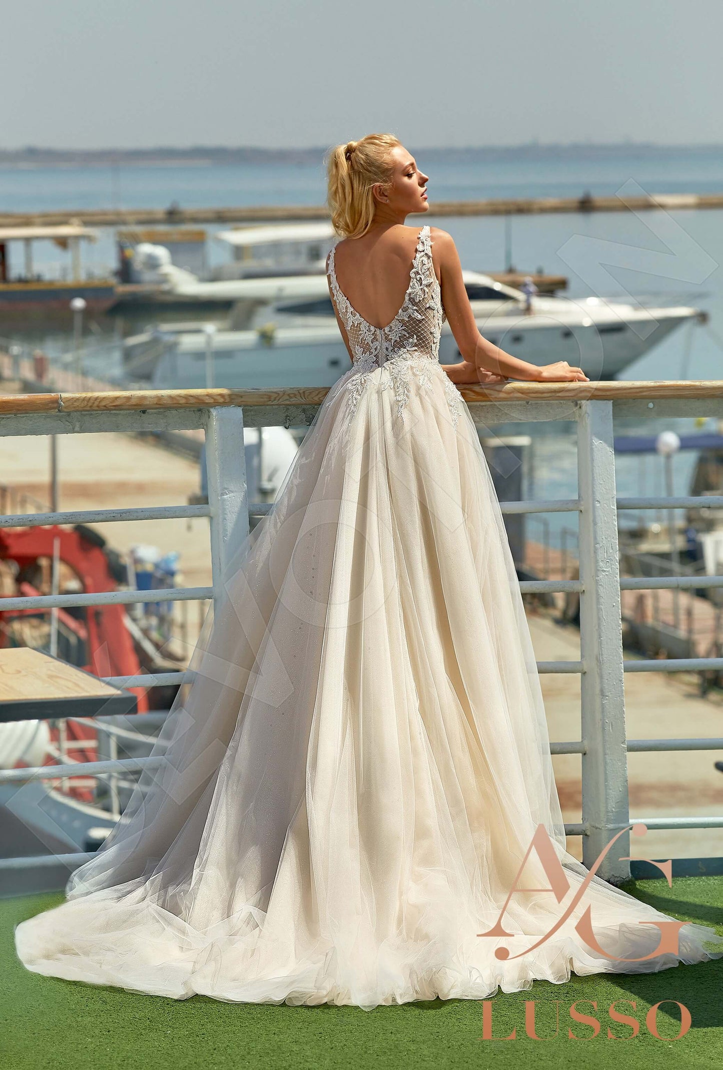 Gara Open back A-line Sleeveless Wedding Dress Back