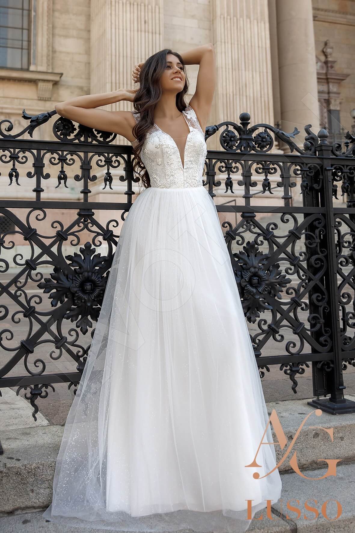 Marlis A-line V-neck Ivory Wedding dress