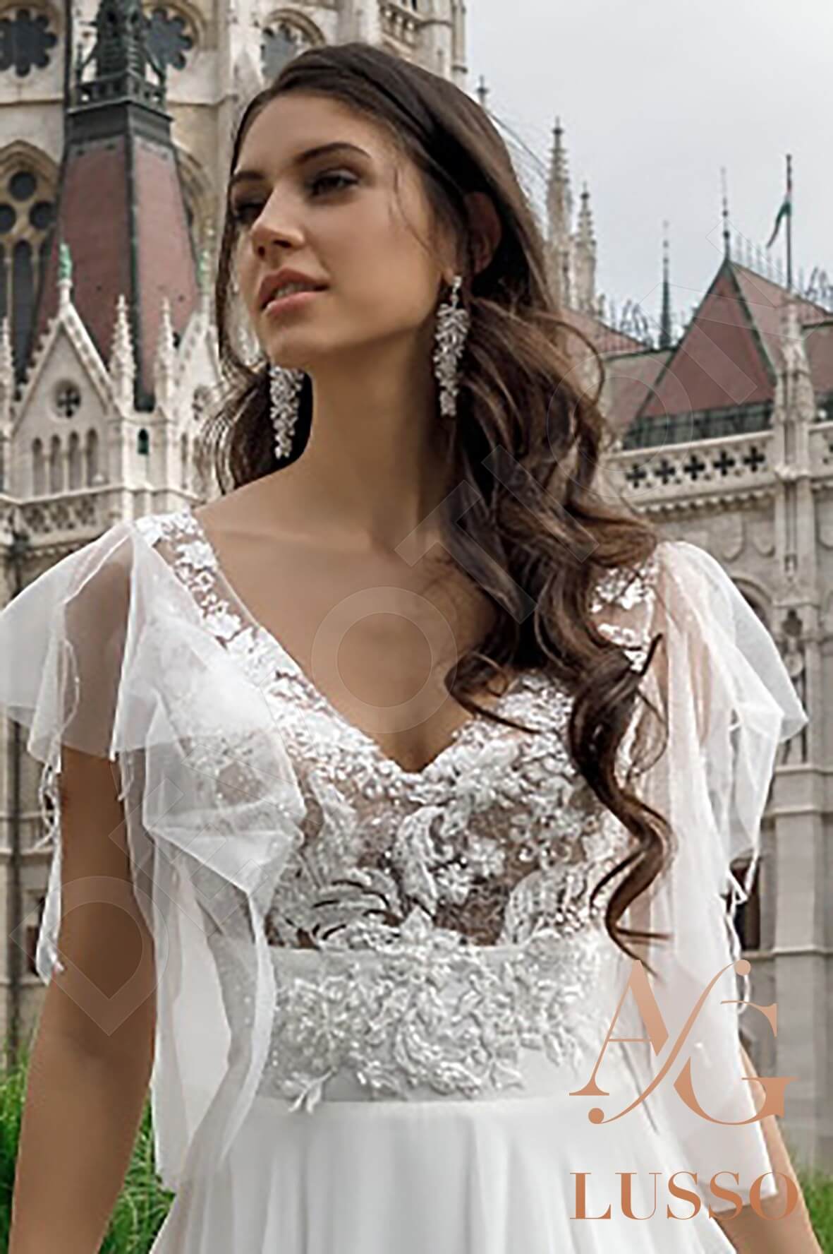 Paisley A-line V-neck Ivory Wedding dress