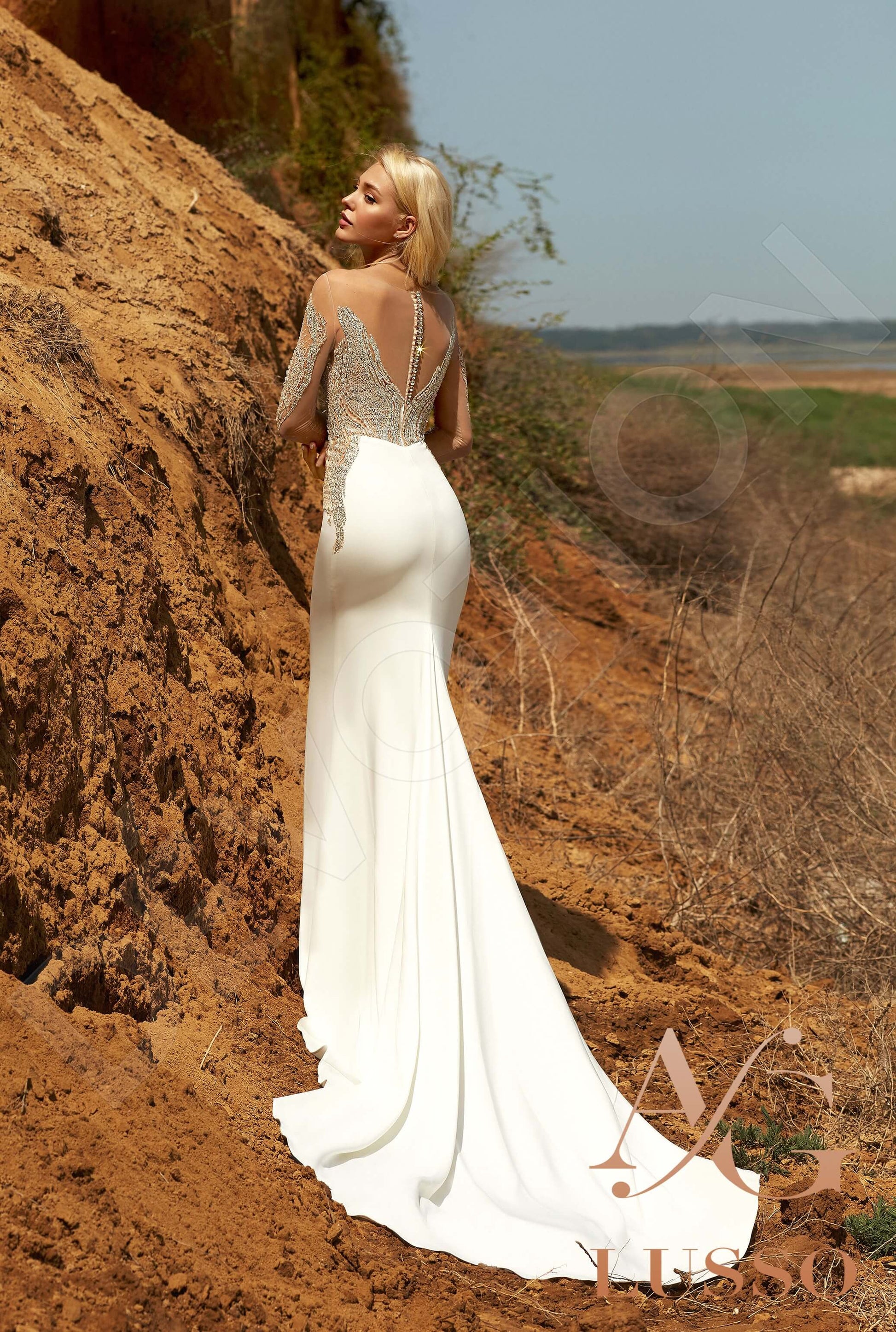 Loraine Trumpet/Mermaid Illusion Milk Nude Wedding dress