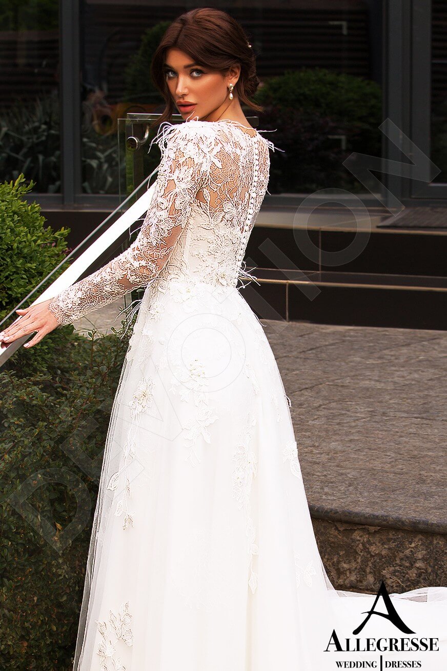 Keaton A-line Jewel Milk Cappuccino Wedding dress