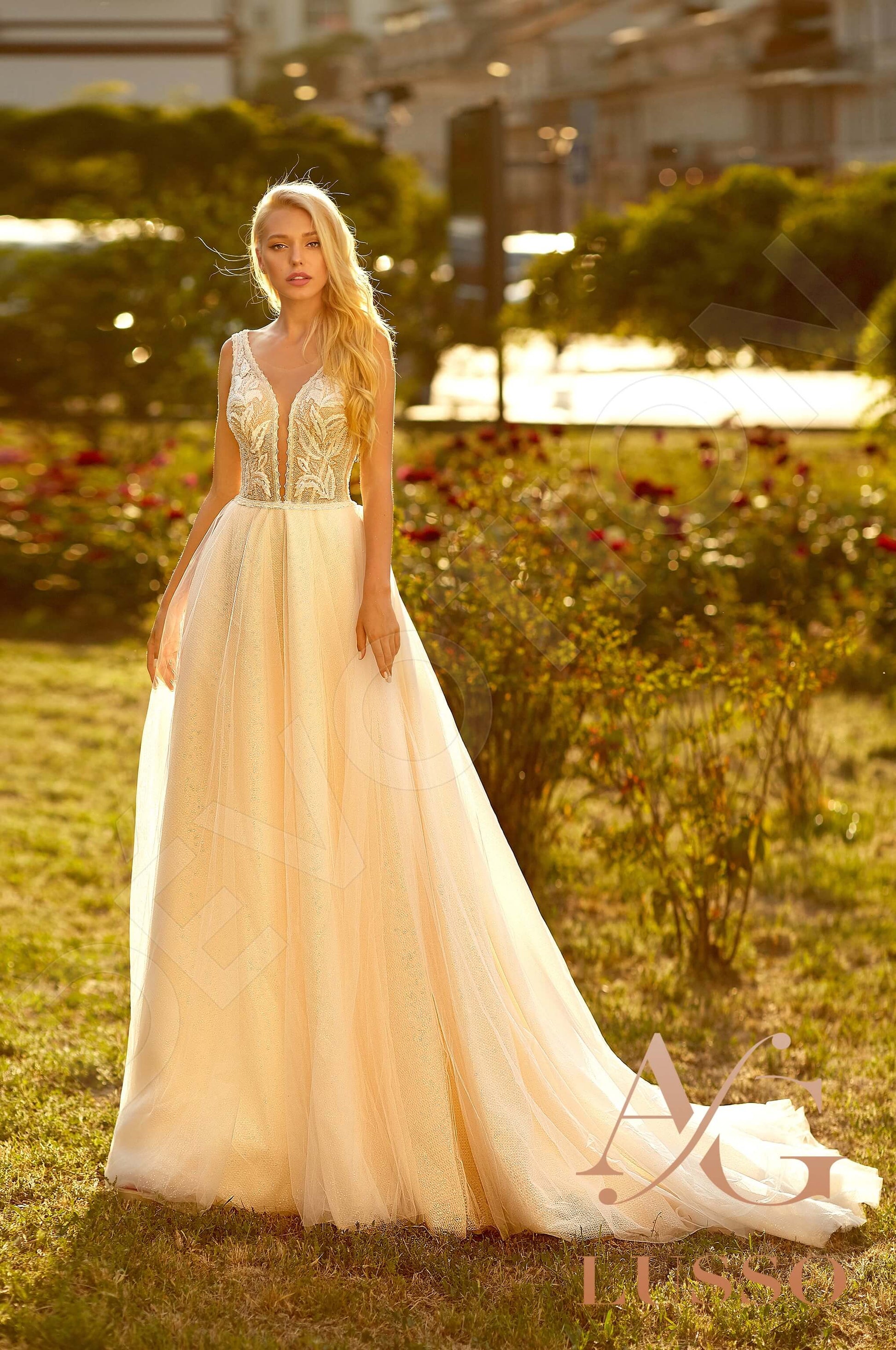 Ollanta A-line Illusion Caramel Wedding dress