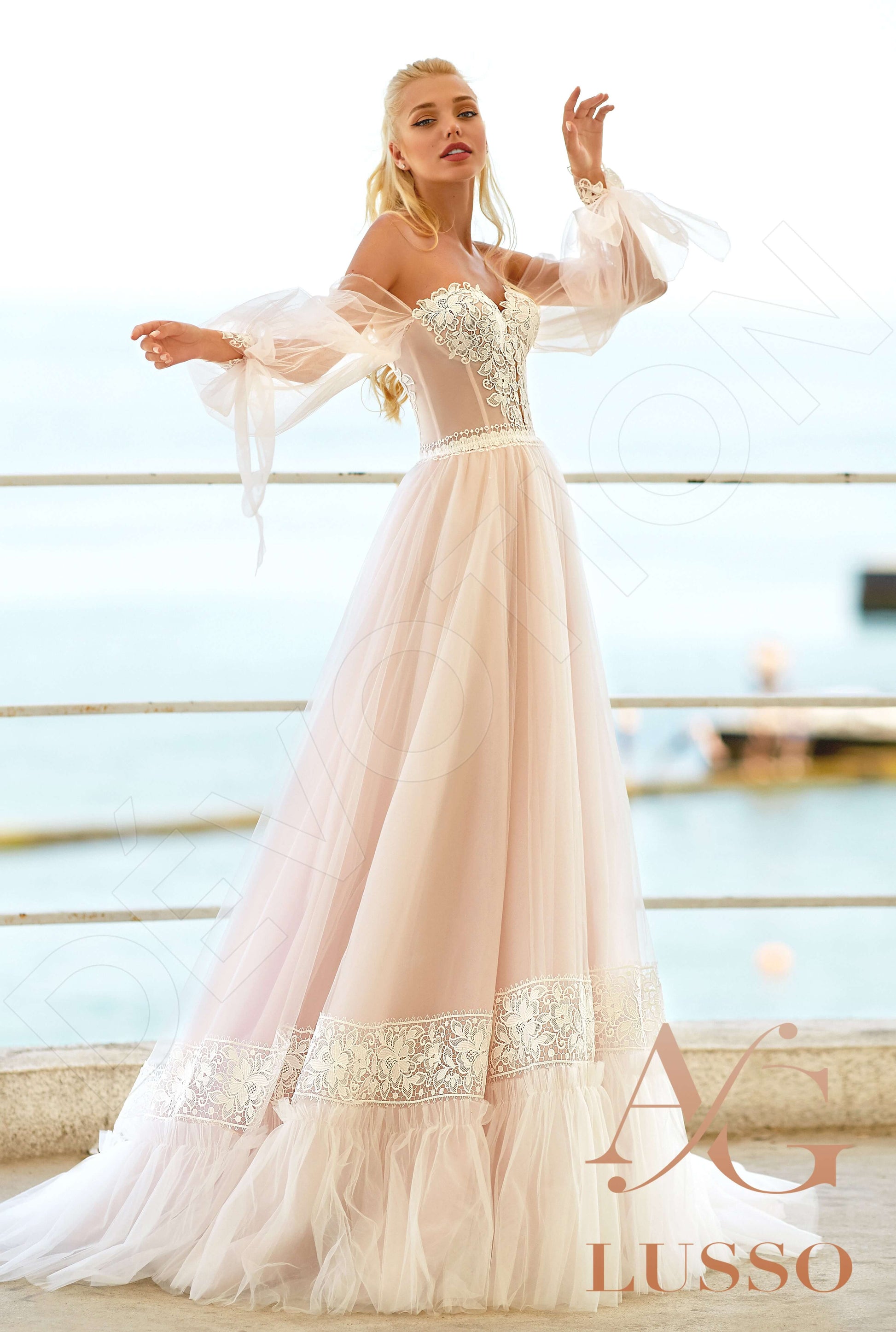 Sandy A-line Off-shoulder/Drop shoulders Lightpink Milk Wedding dress