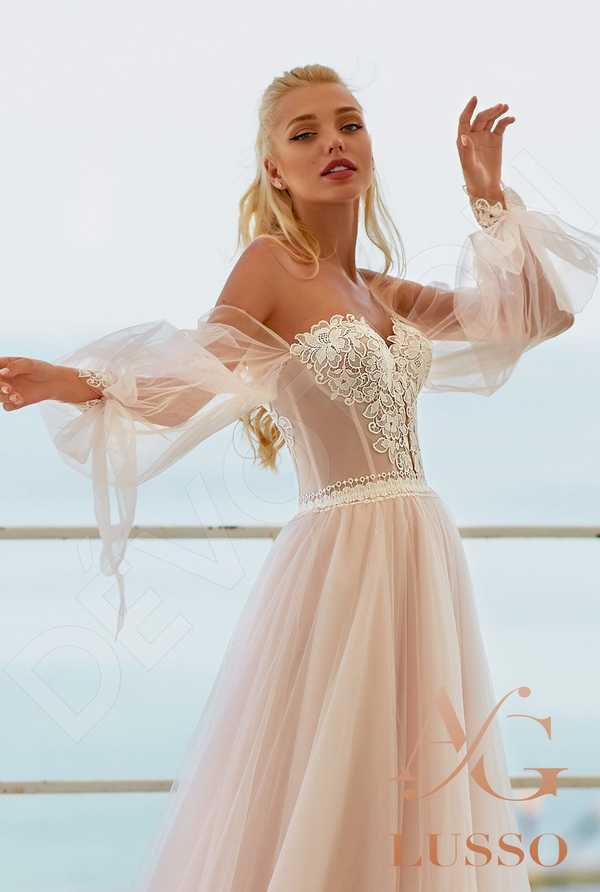 Sandy A-line Off-shoulder/Drop shoulders Lightpink Milk Wedding dress