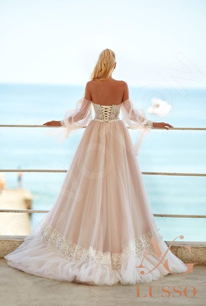 Sandy Open back A-line Long sleeve Wedding Dress Back